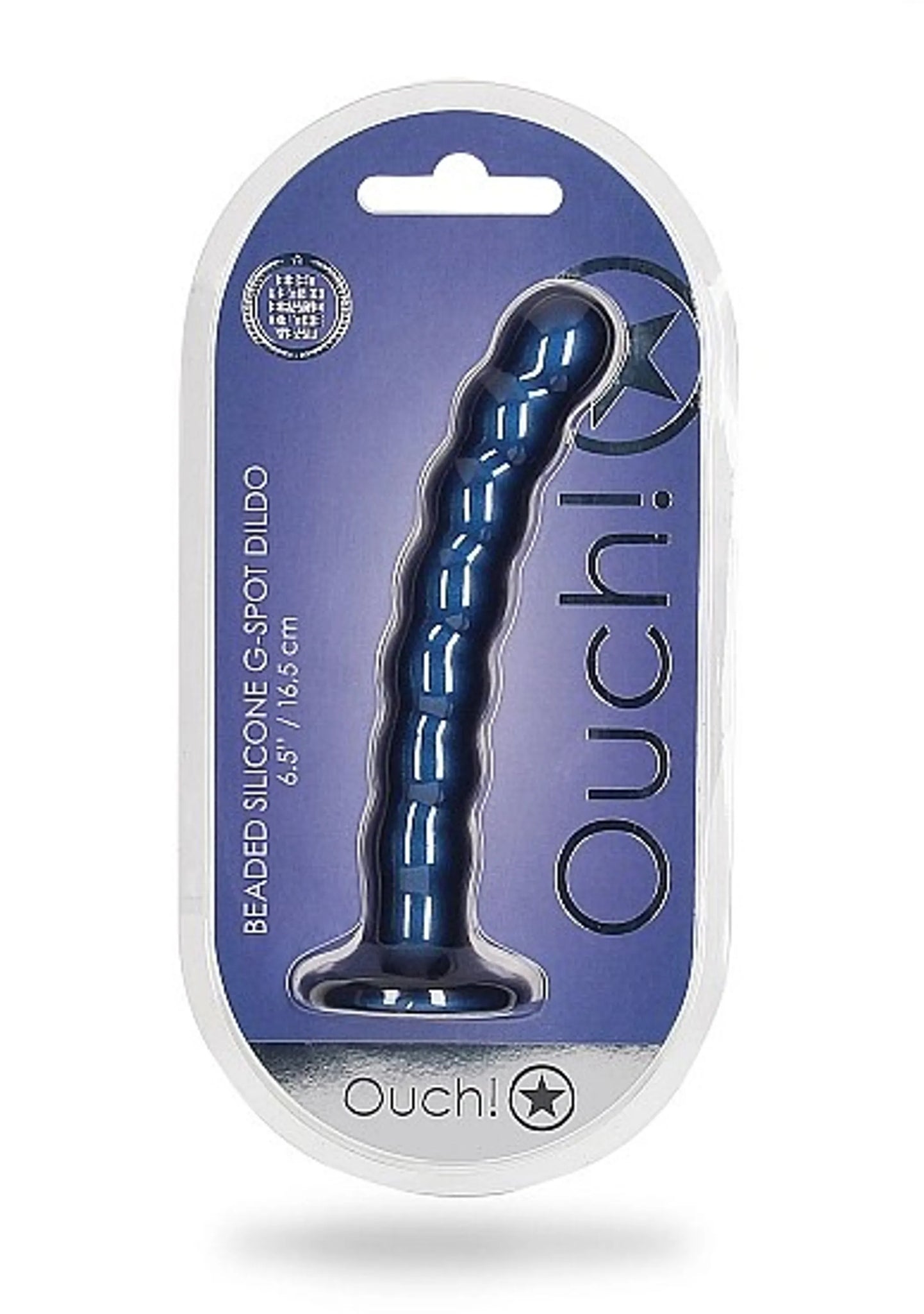 Beaded Silicone G-Spot Dildo 6.5 in Metallic Blue