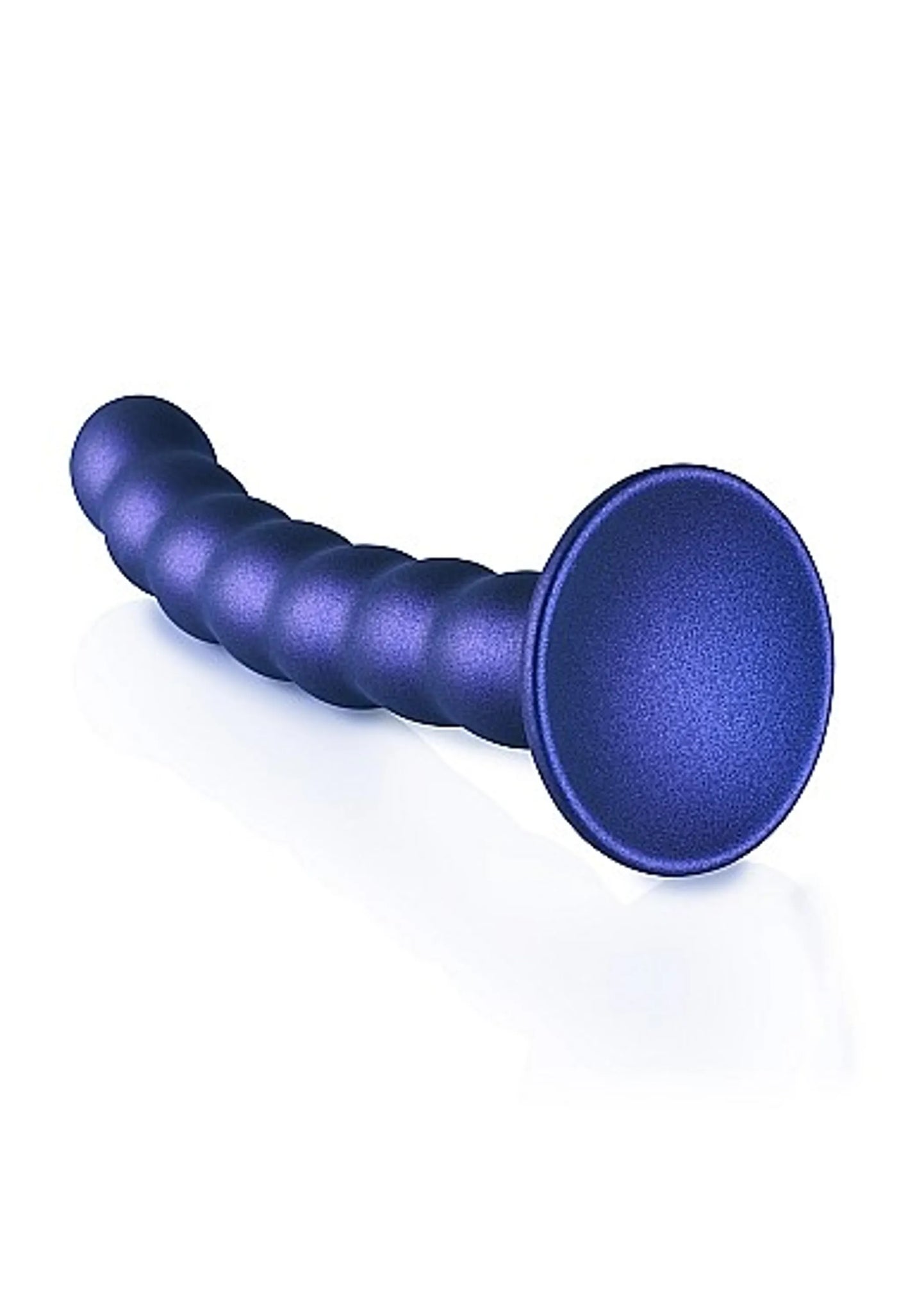 Beaded Silicone G-Spot Dildo 6.5 in Metallic Blue