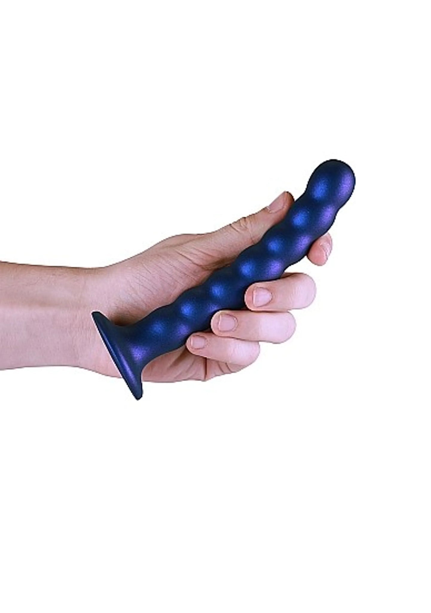 Beaded Silicone G-Spot Dildo 6.5 in Metallic Blue