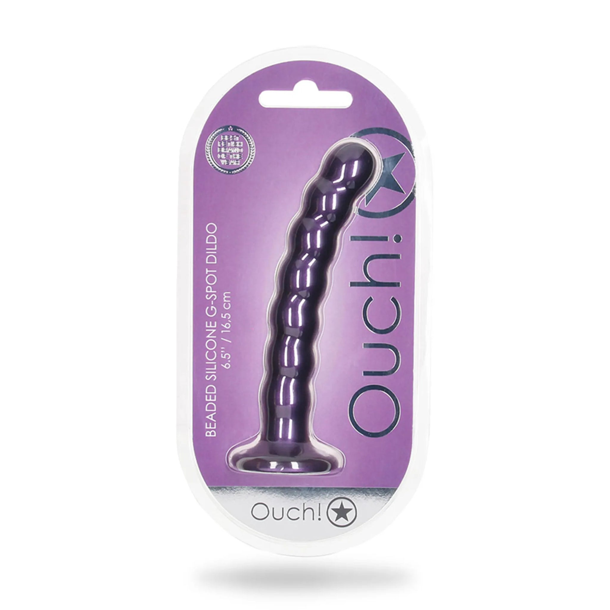 Beaded Silicone G-Spot Dildo 6.5" Metallic Purple