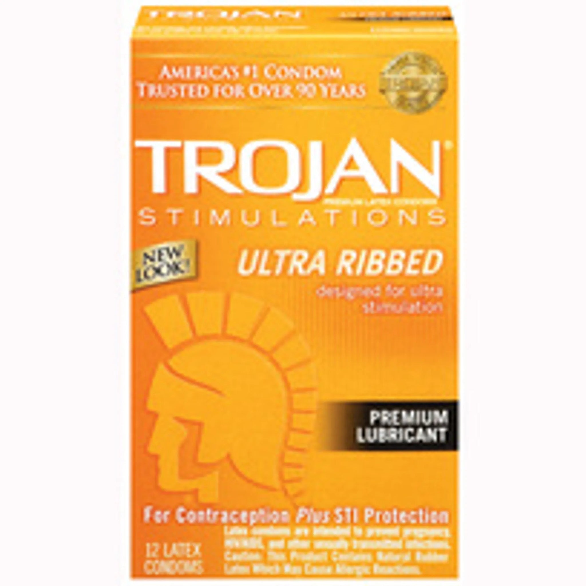 TROJAN STIMULATIONS ULTRA RIBBED 12 PACK