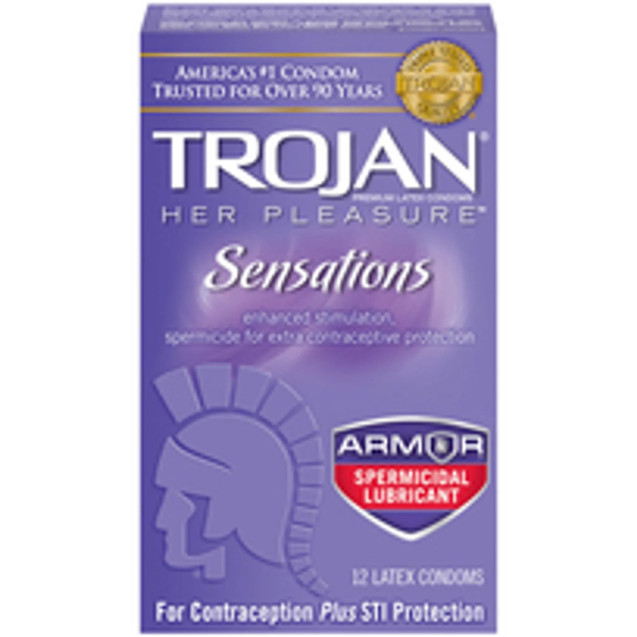 TROJAN HER PLEASURE SENSATIONS ARMOR SPERMICIDAL 12PK
