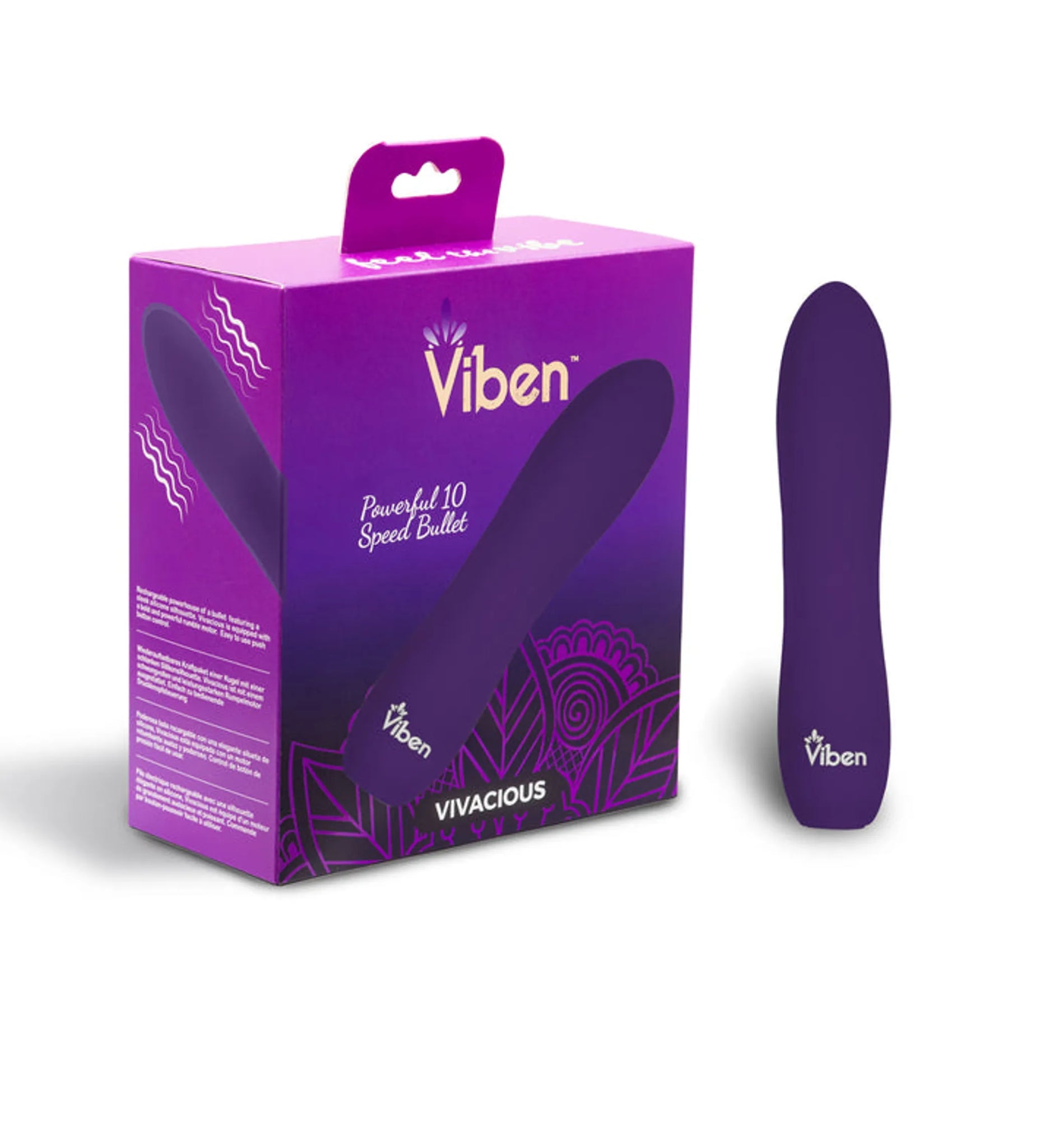 Vivacious 10-Function Rechargeable Bullet Vibrator in Violet
