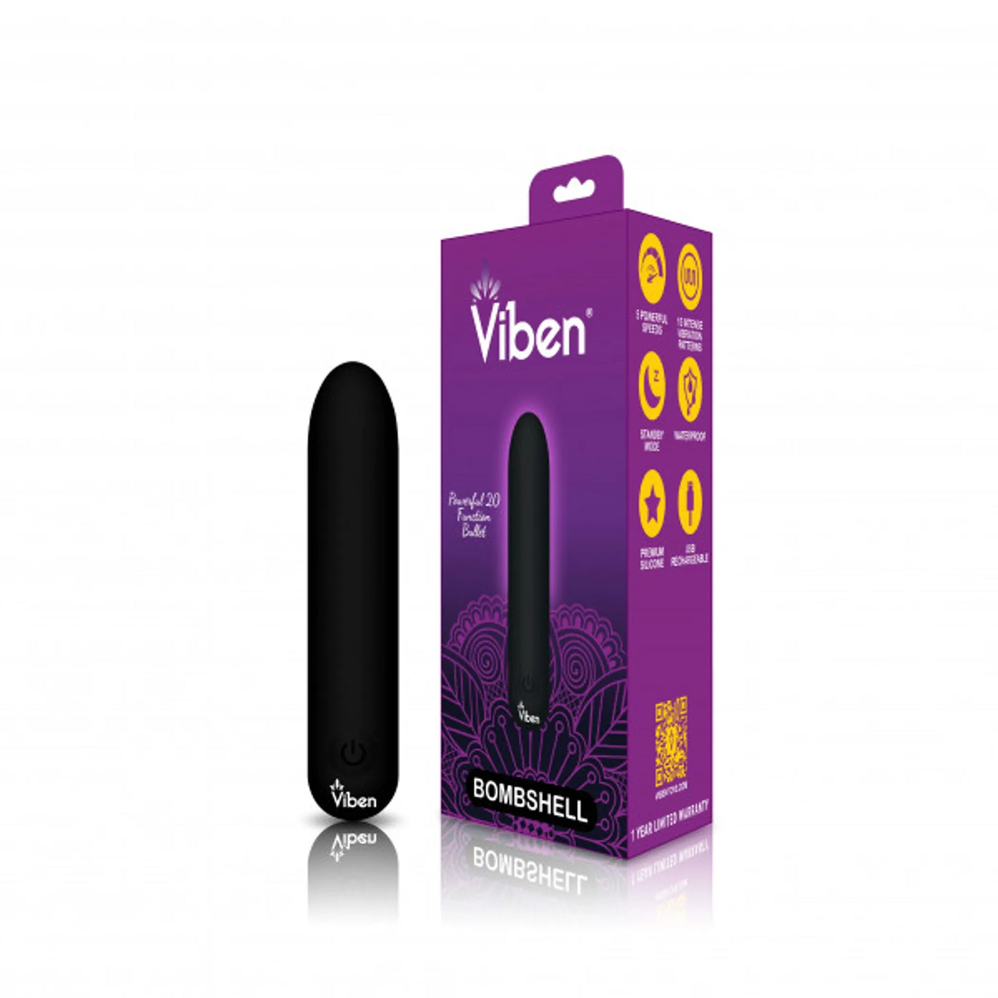 Mighty Bullet Vibrator - 20 Functions, USB Rechargeable, Waterproof