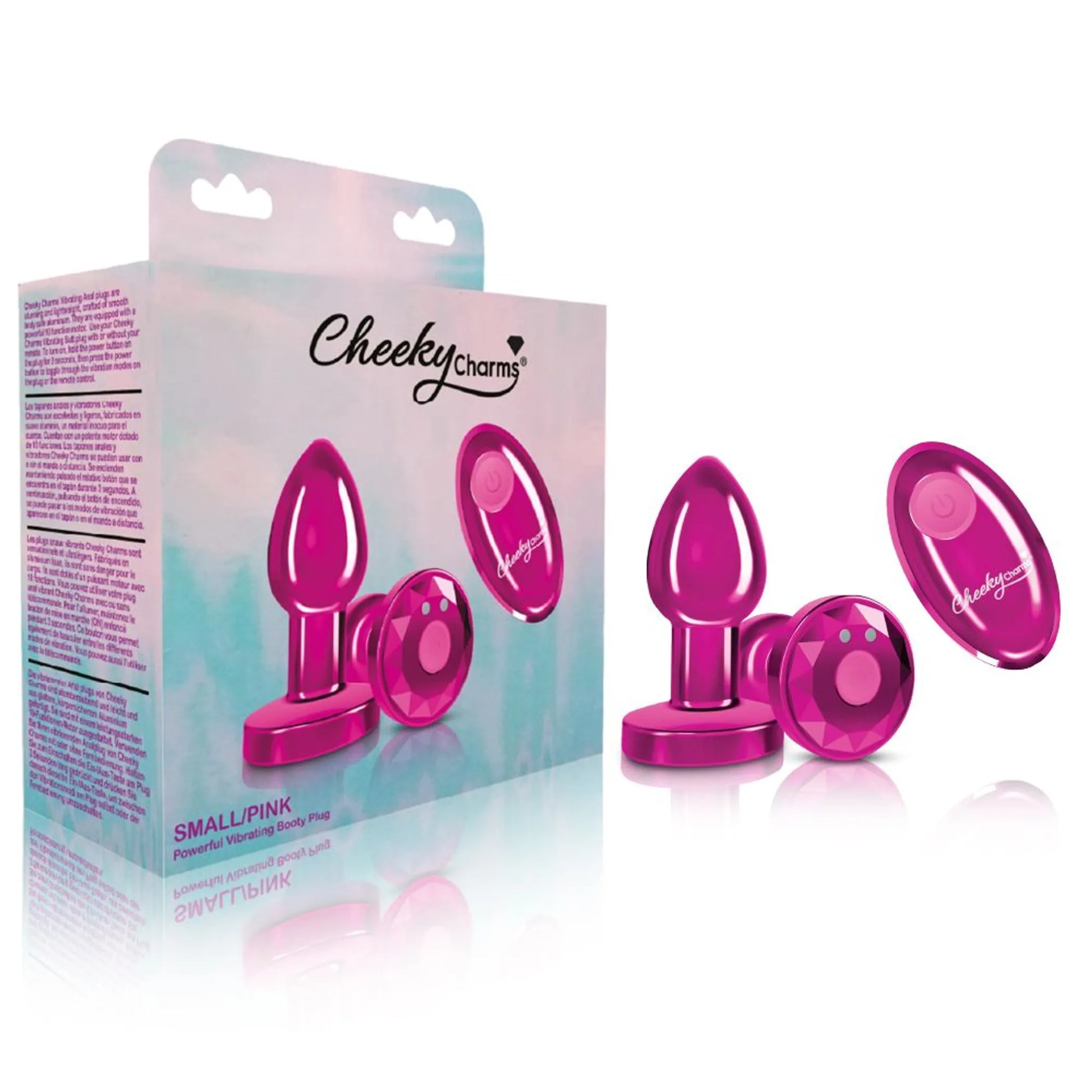 Vibrating Metal Butt Plug with Remote - Small, Pink