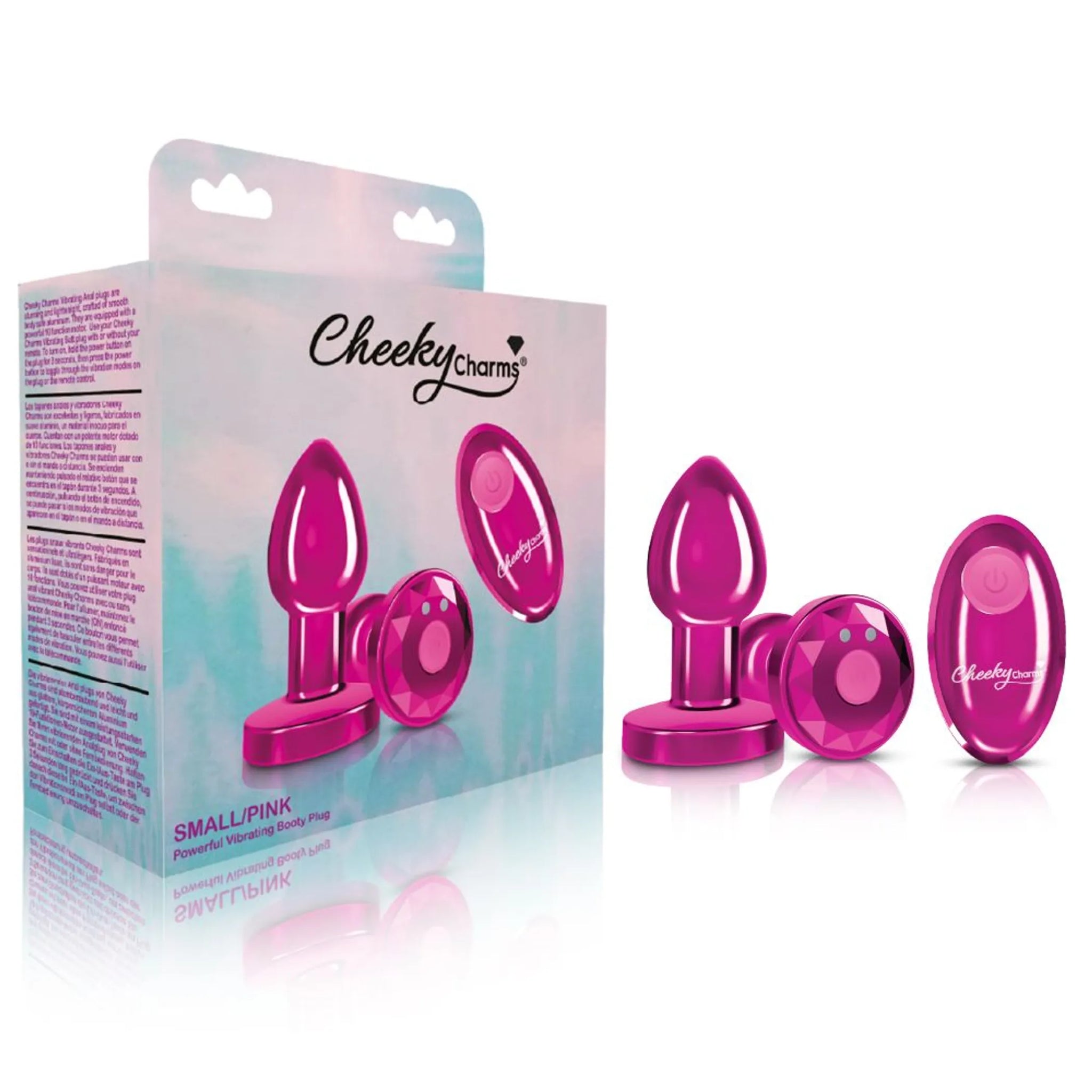 Vibrating Metal Butt Plug with Remote - Small, Pink