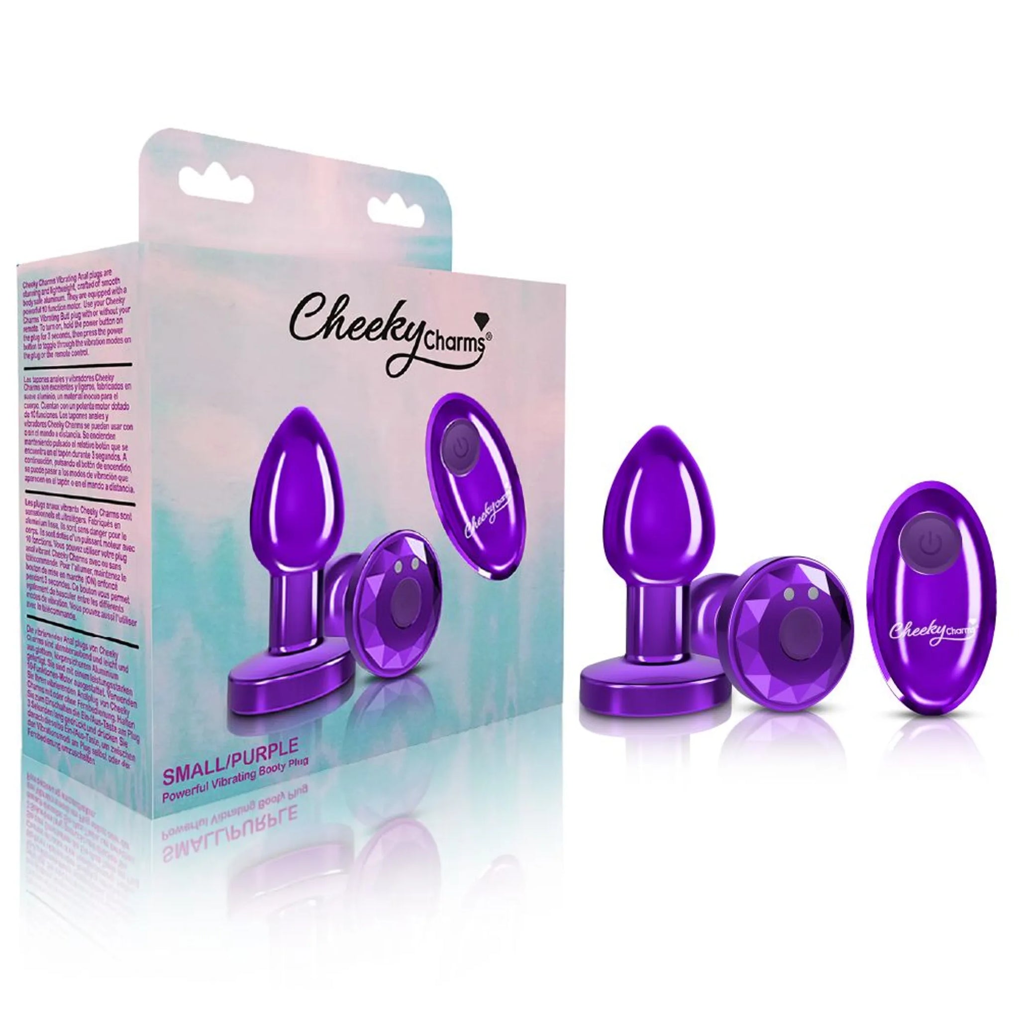 Vibrating Metal Anal Plug with Remote - Small, Purple
