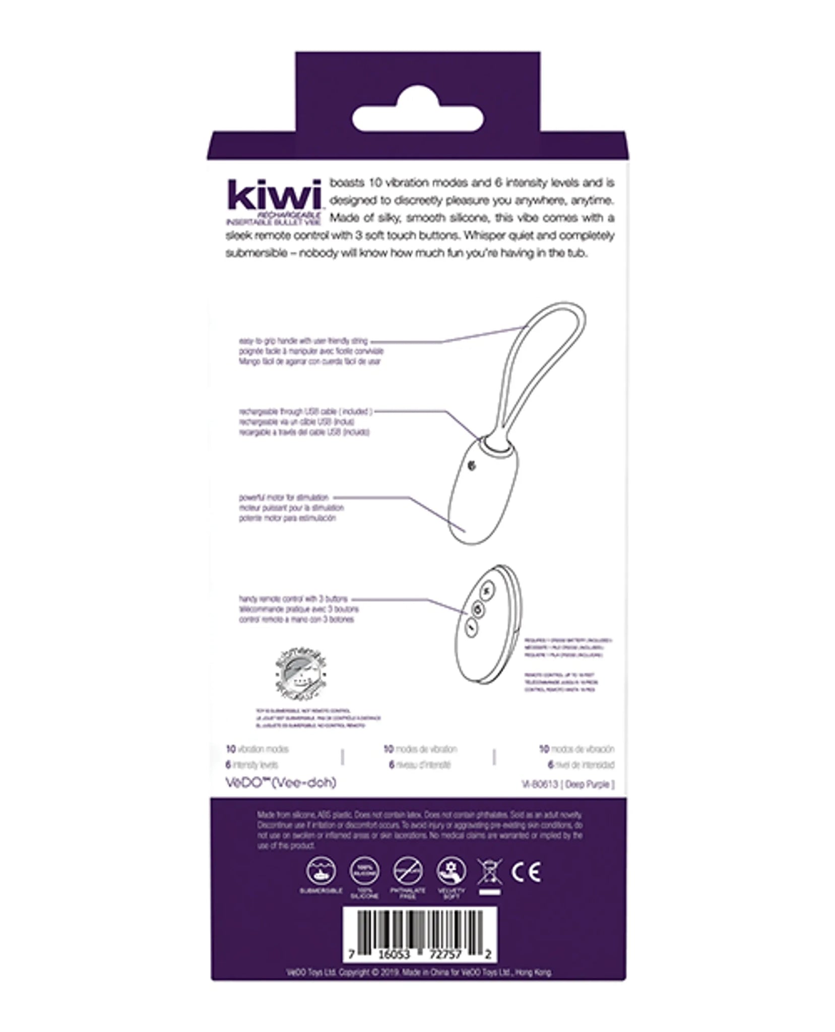 VEDO KIWI RECHARGEABLE BULLET INSERTABLE DEEP PURPLE