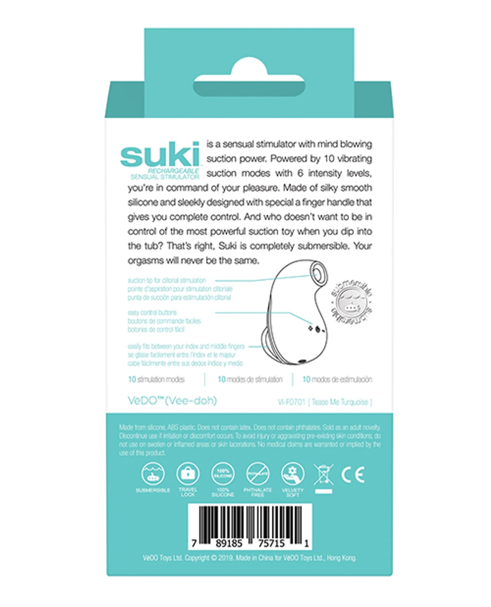 VEDO SUKI RECHARGEABLE SONIC VIBE TEASE ME TURQUOISE