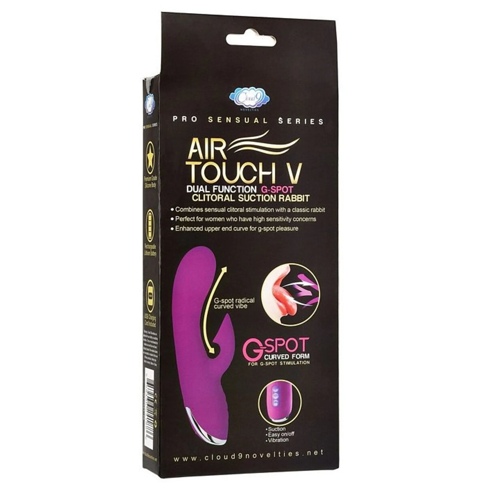 PRO SENSUAL AIR TOUCH V G SPOT DUAL FUNCTION CLITORAL SUCTION RABBIT