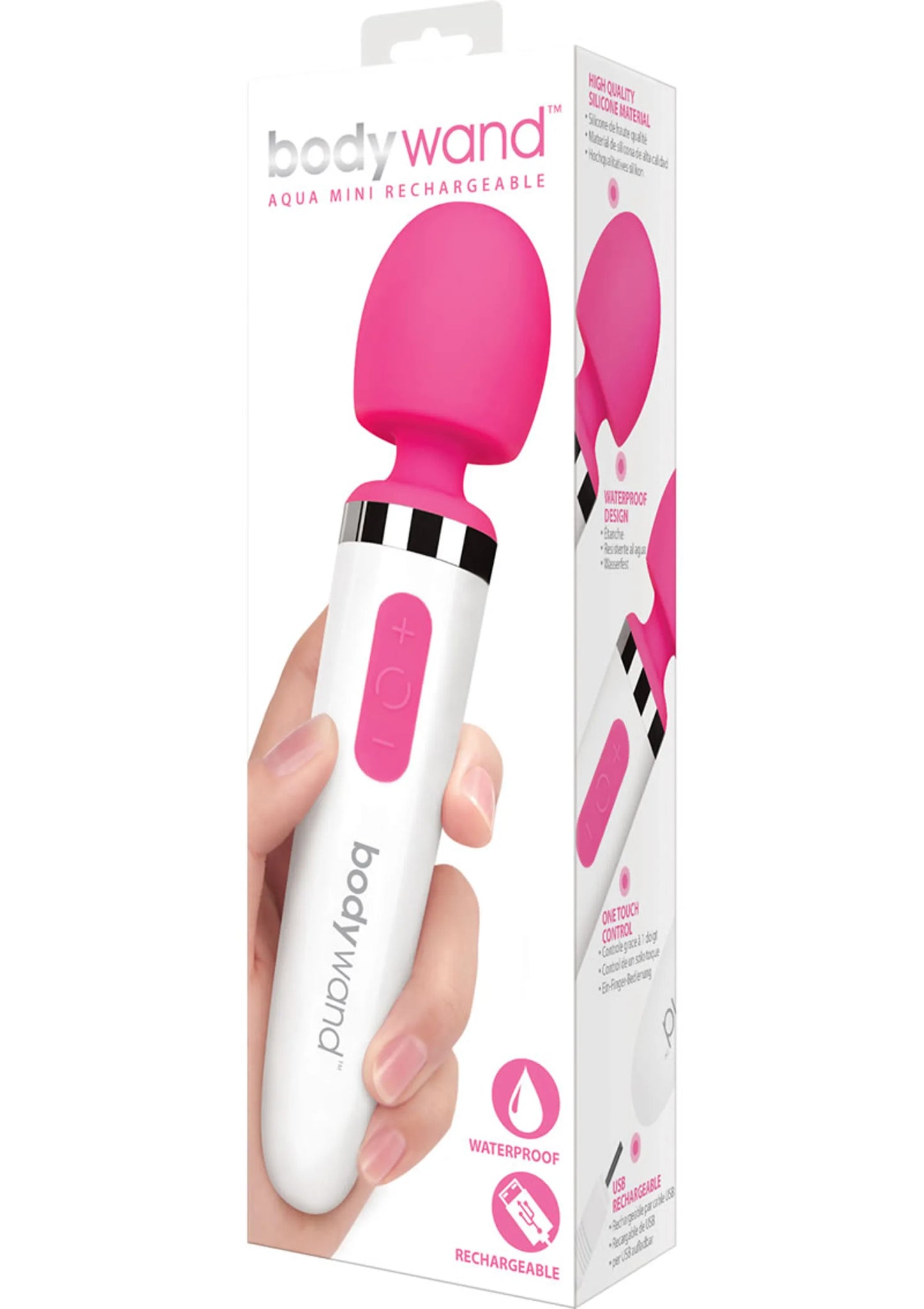 Mini USB Rechargeable Magic Wand Vibrator in Pink