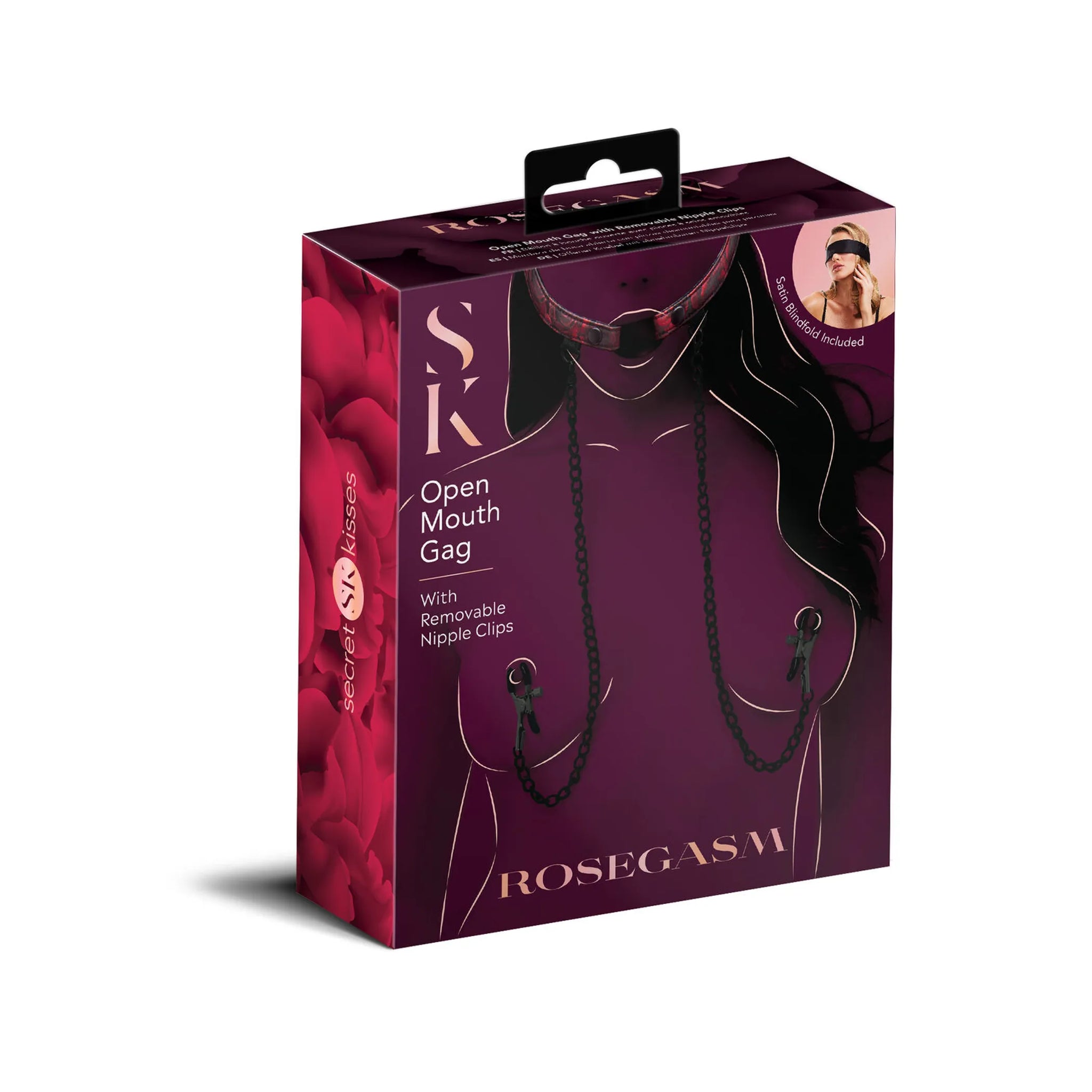 Rosegasm Open Mouth Gag with Nipple Clamps (by Rosegasm)