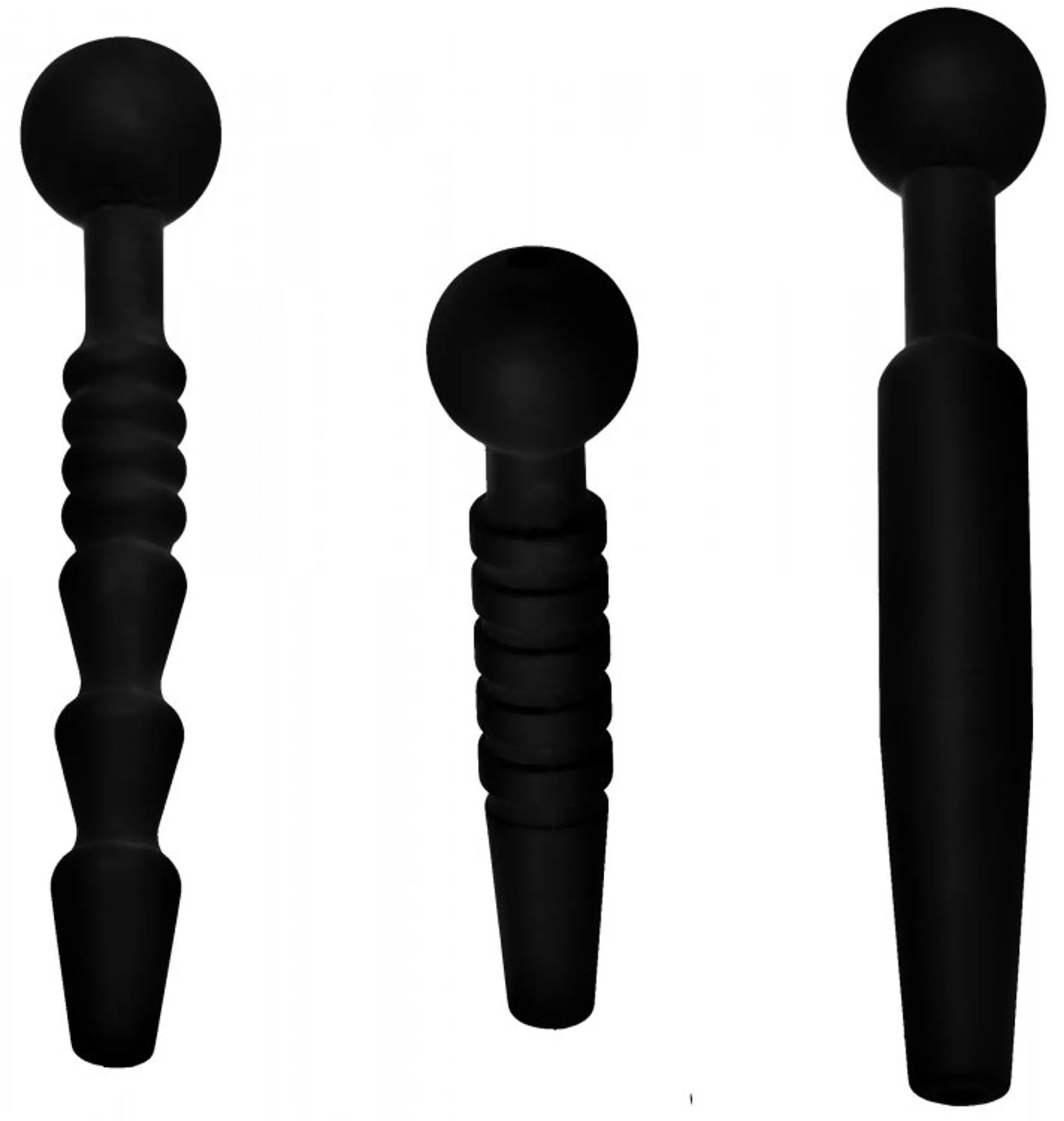 MASTER SERIES DARK RODS 3 PIECE PENIS PLUG SET SILICONE