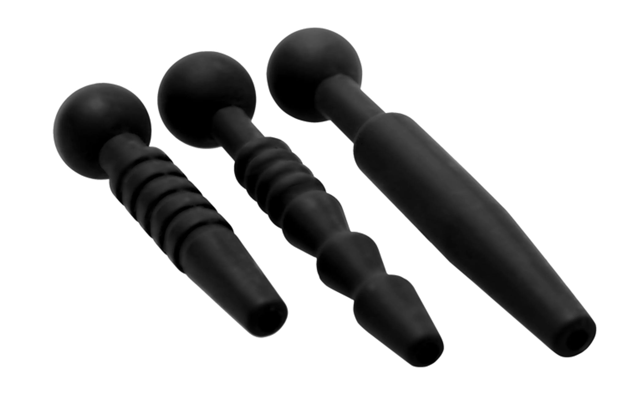 MASTER SERIES DARK RODS 3 PIECE PENIS PLUG SET SILICONE