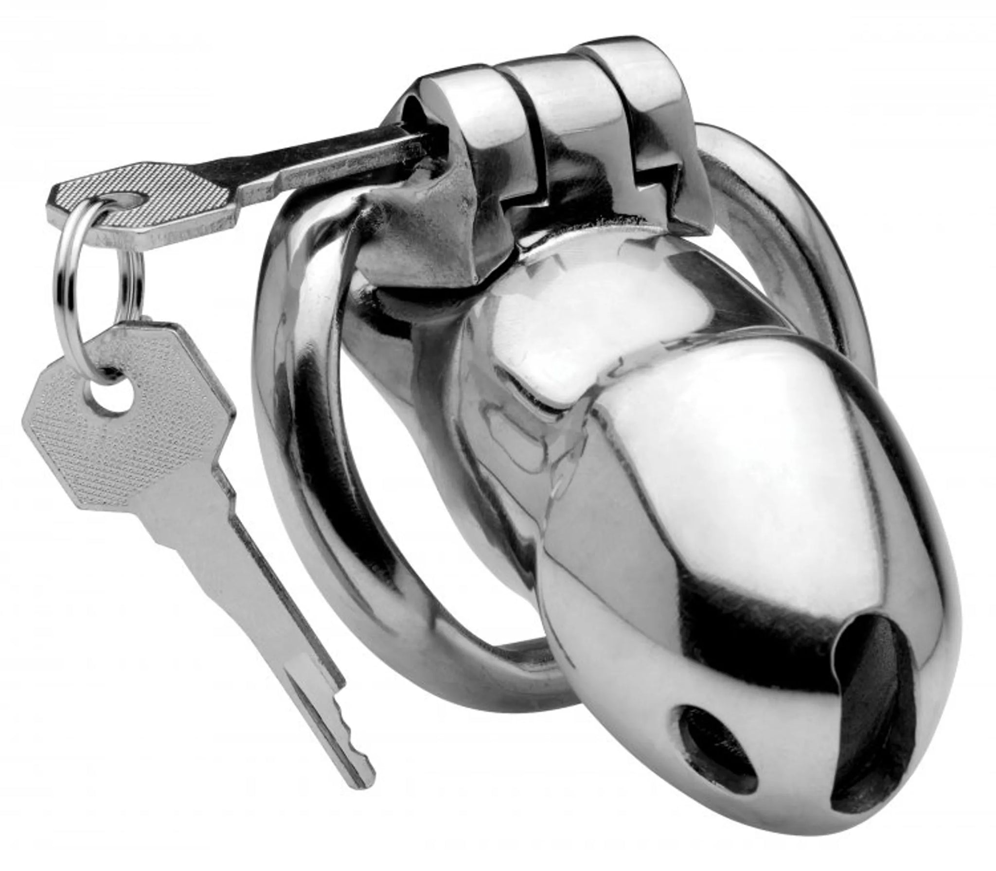 MASTER SERIES RIKERS 24-7 STAINLESS STEEL LOCKING CHASTITY CAGE