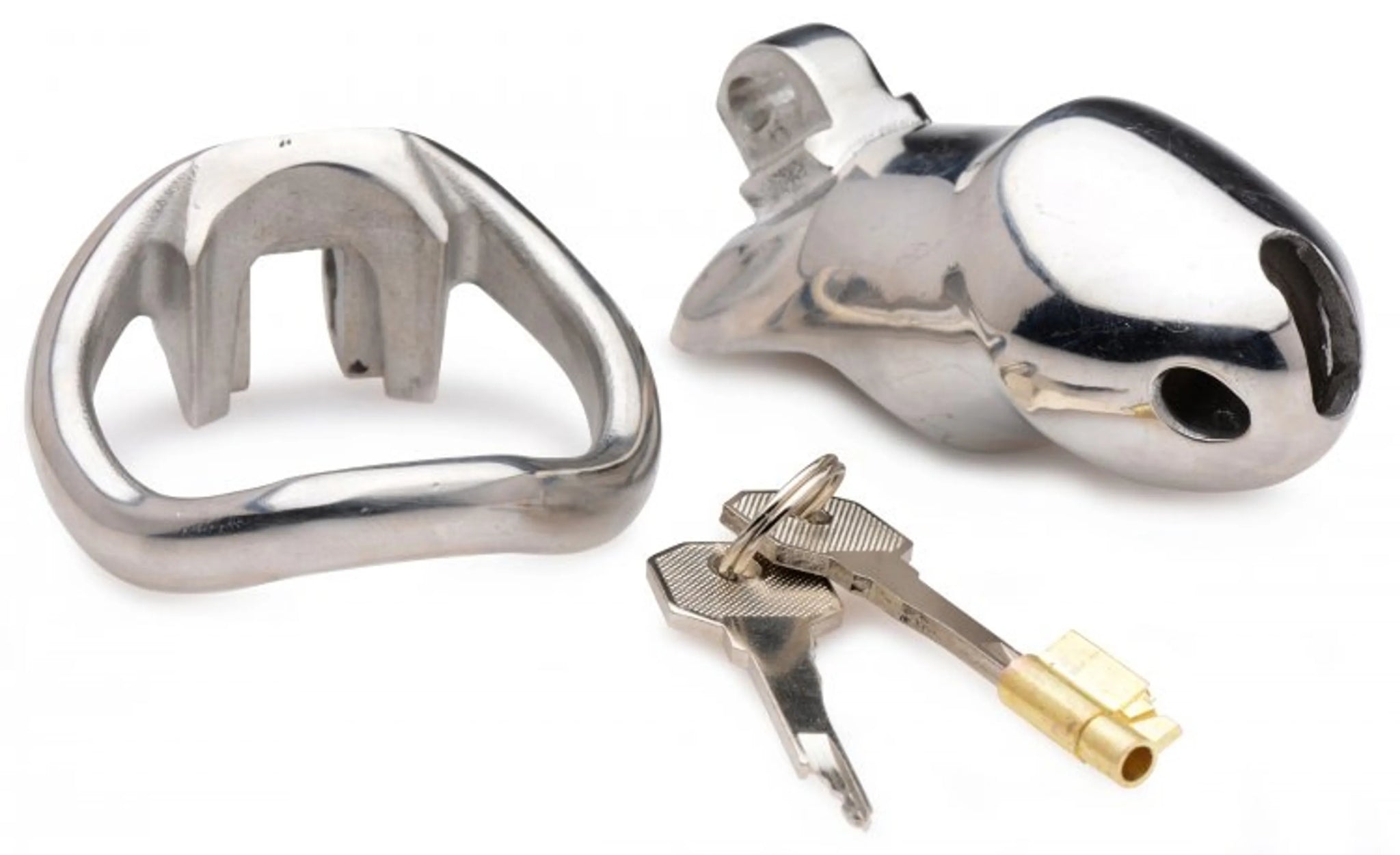 MASTER SERIES RIKERS 24-7 STAINLESS STEEL LOCKING CHASTITY CAGE