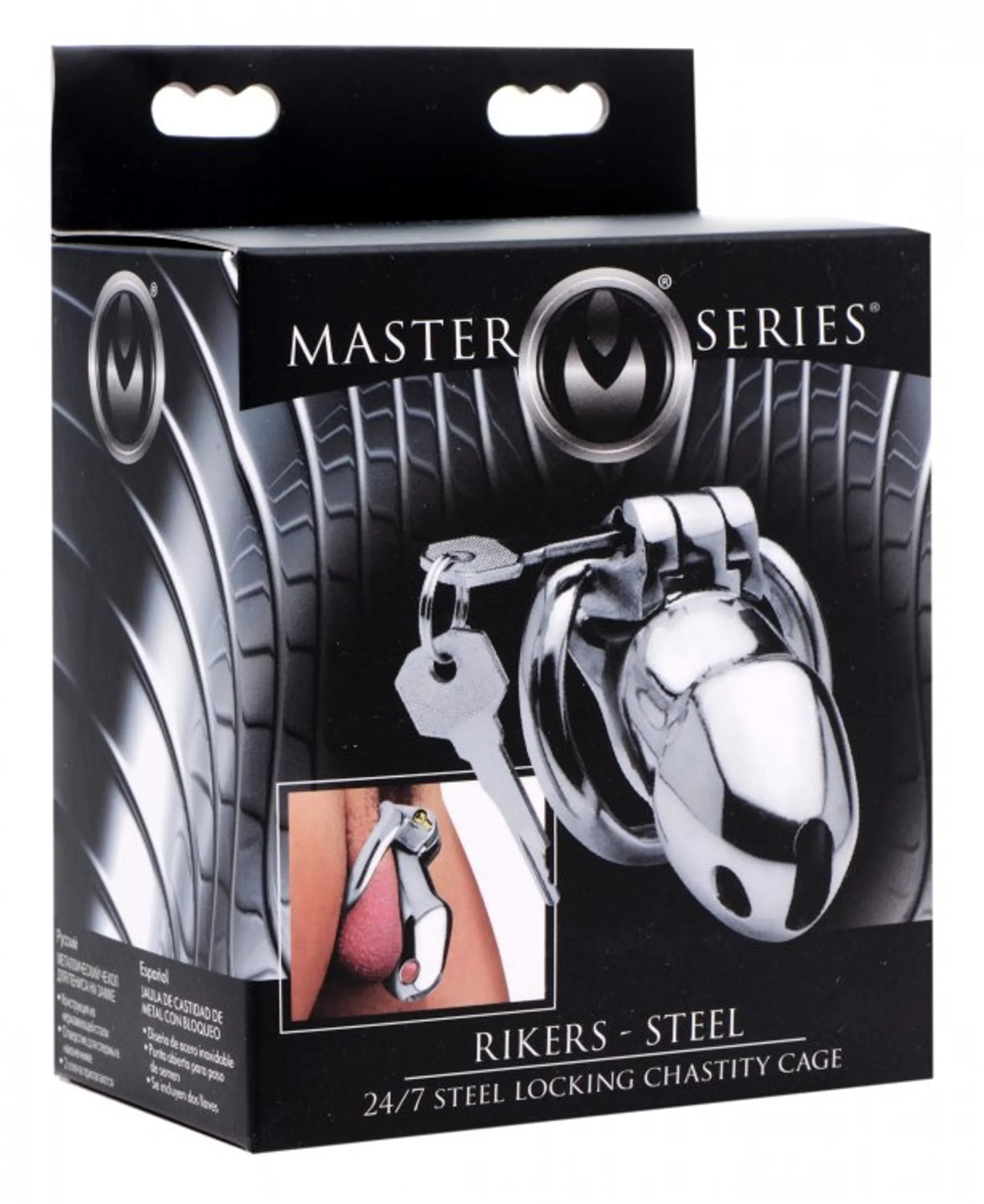 MASTER SERIES RIKERS 24-7 STAINLESS STEEL LOCKING CHASTITY CAGE