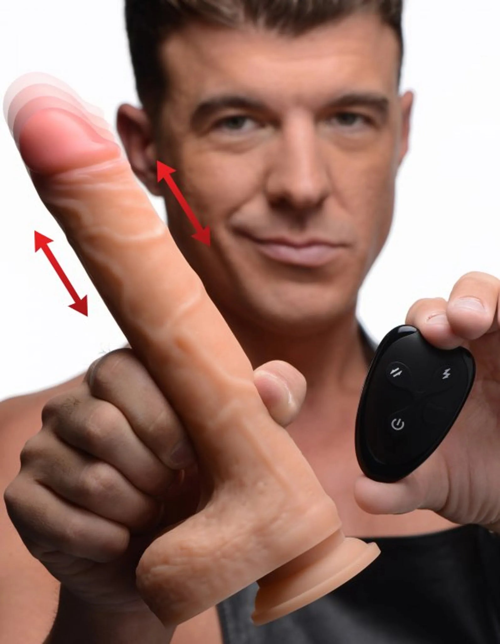 STRAP U REAL THRUST THRUSTING & VIBRATING SILICONE DILDO W/ REMOTE CONTROL