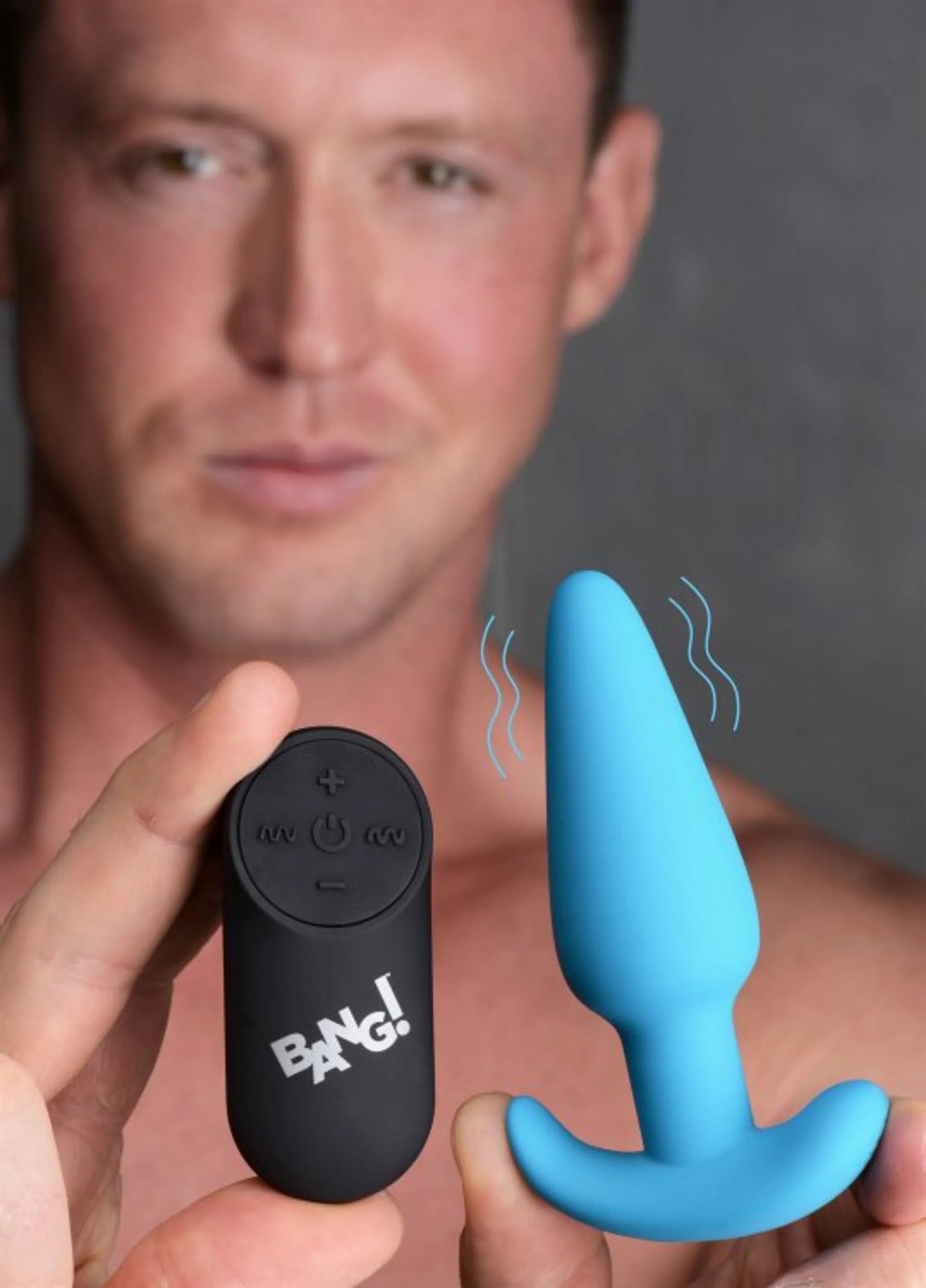 21X Vibrating Silicone Butt Plug with Remote - Blue