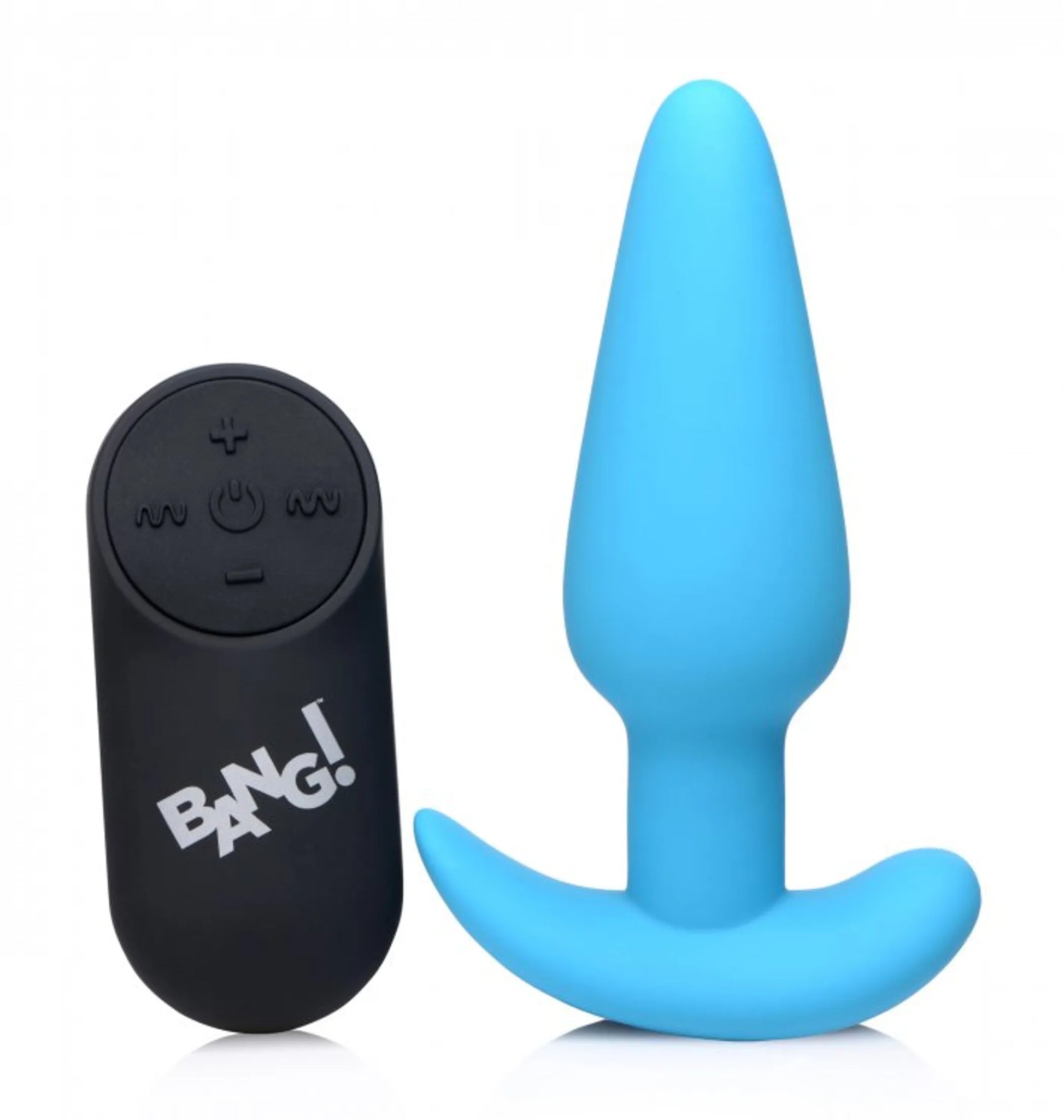 21X Vibrating Silicone Butt Plug with Remote - Blue