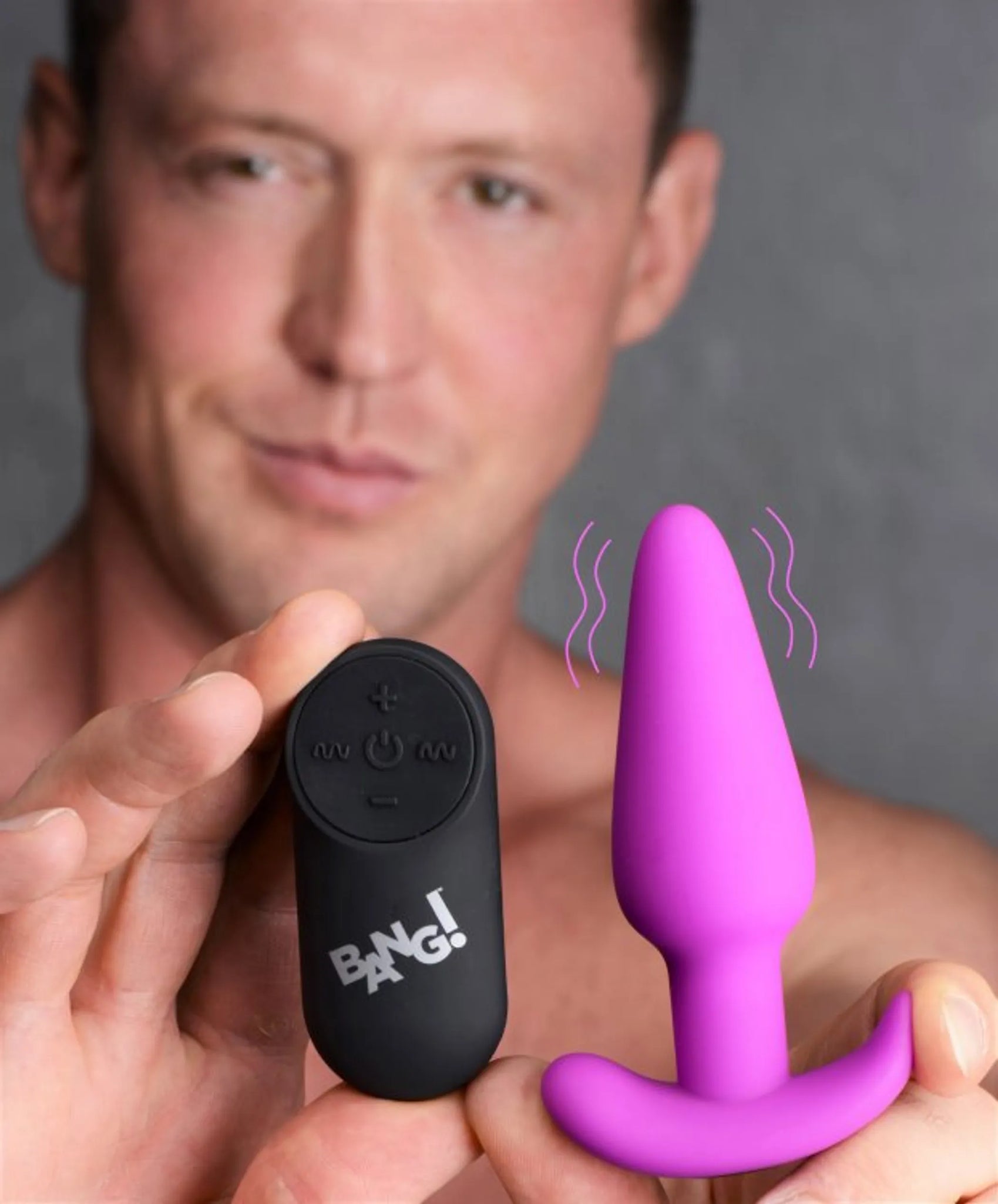 21X Vibrating Silicone Butt Plug with Remote - Purple