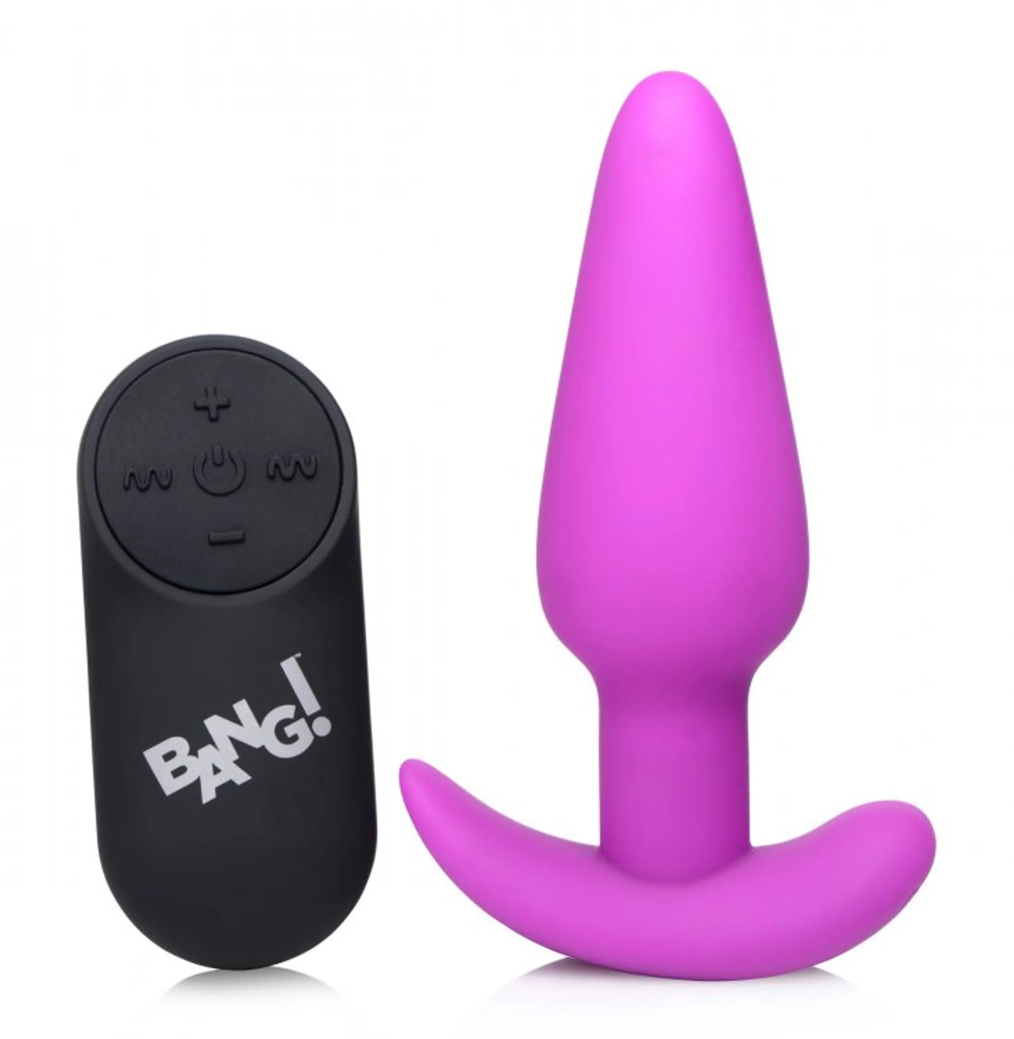 21X Vibrating Silicone Butt Plug with Remote - Purple