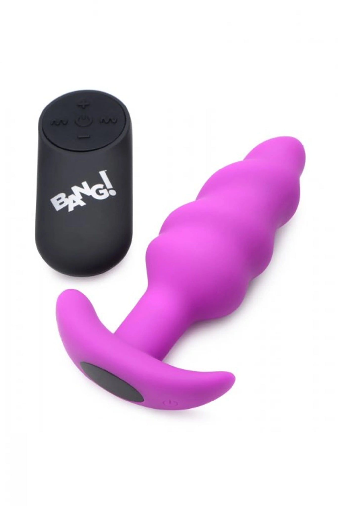 21X Vibrating Silicone Swirl Butt Plug with Remote - Purple