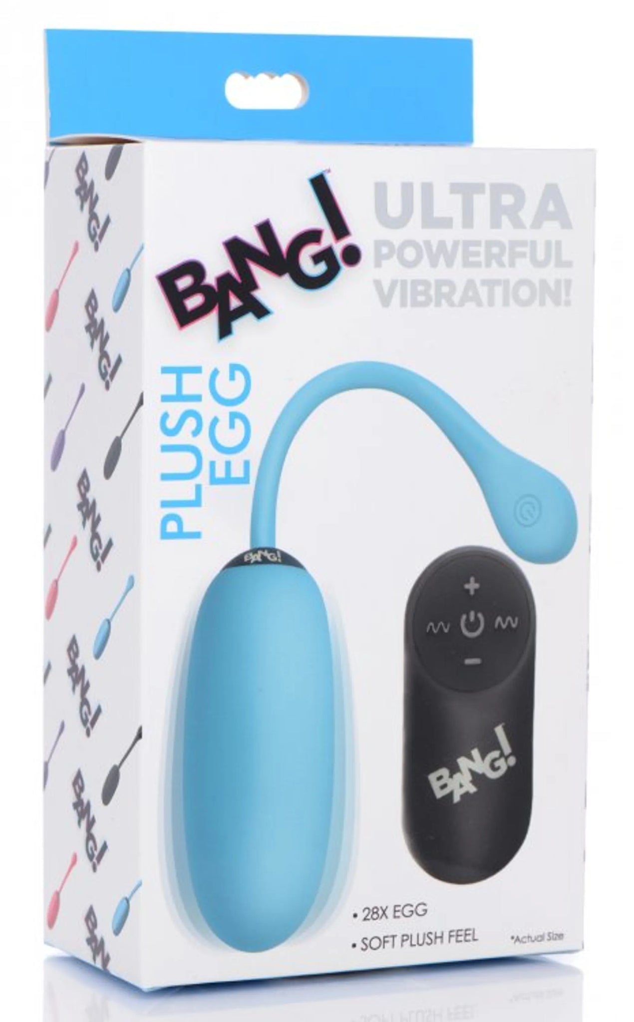28X Plush Egg Vibrator with Remote Control - Blue