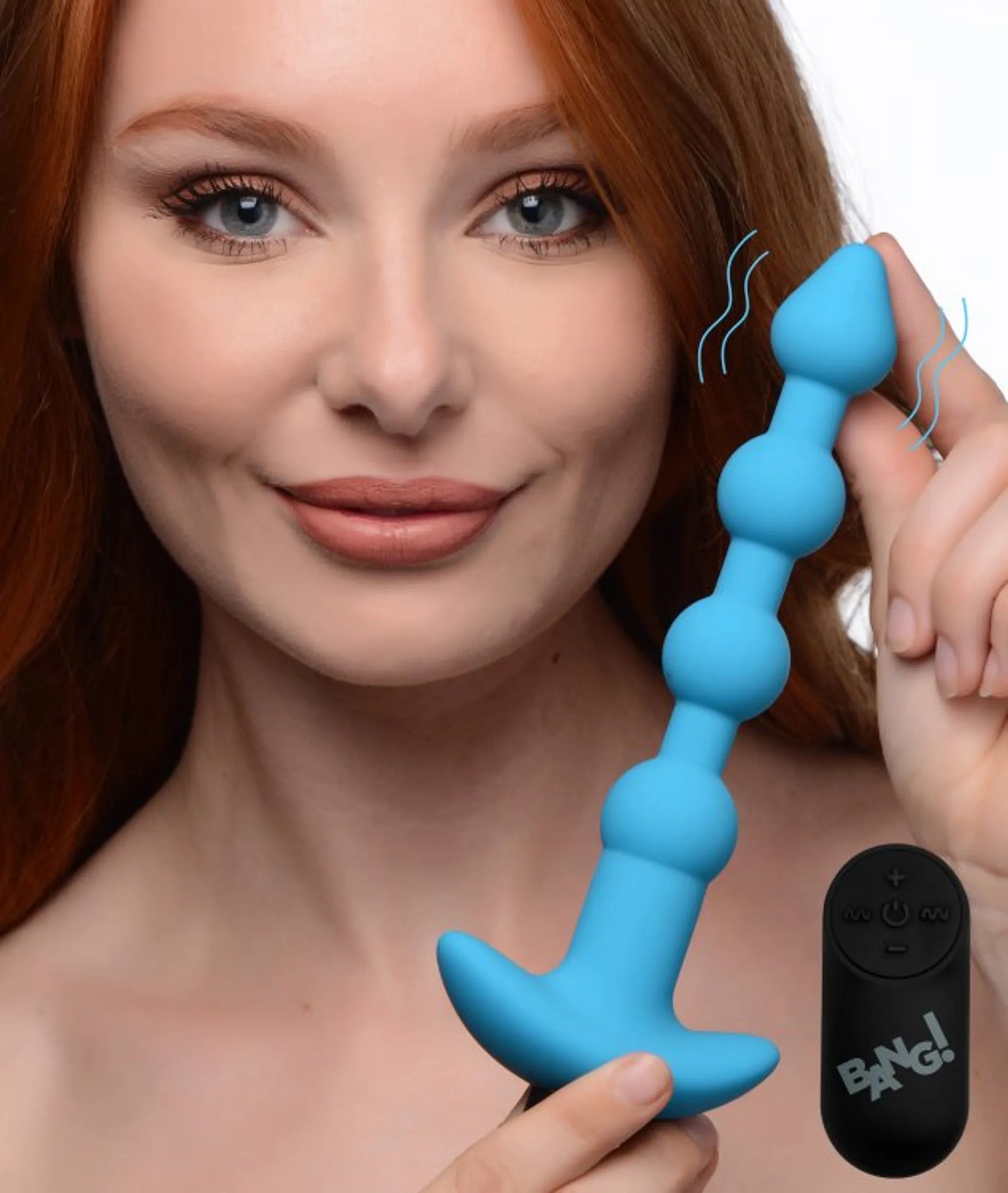 Vibrating Silicone Anal Beads with Remote Control, Blue