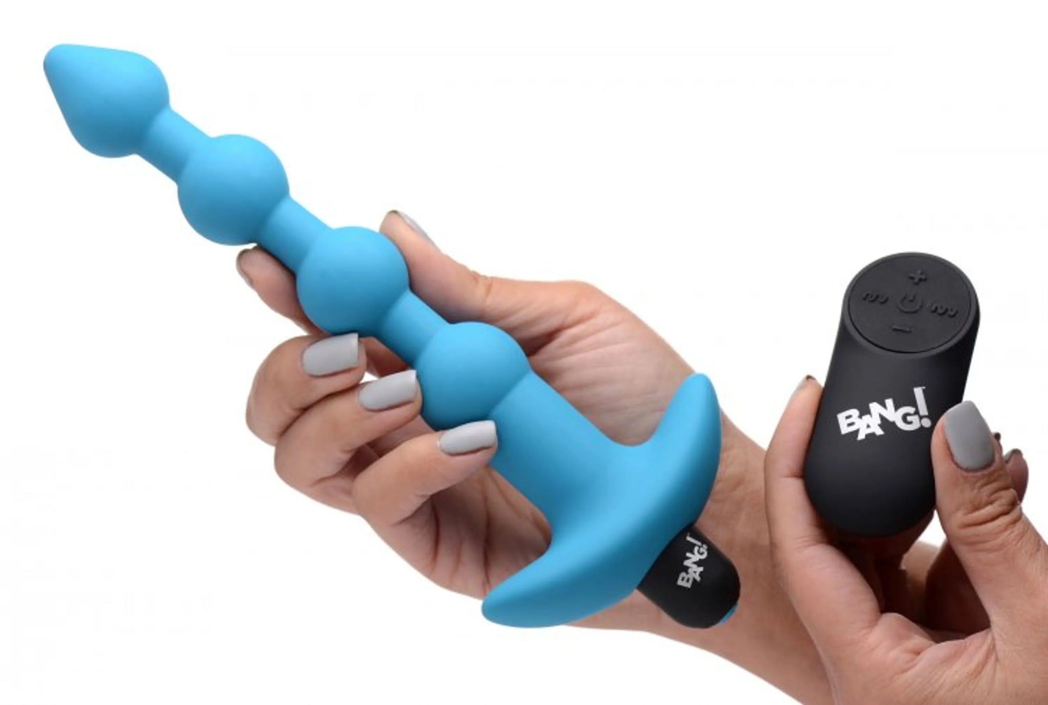 Vibrating Silicone Anal Beads with Remote Control, Blue