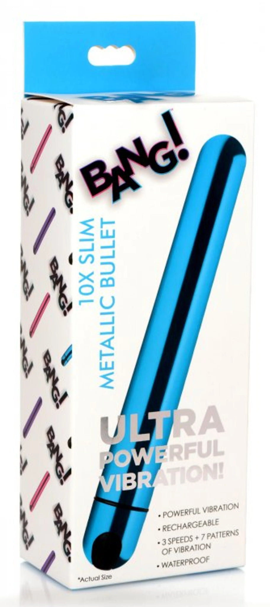 10X Slim Metallic Bullet Vibrator - Blue