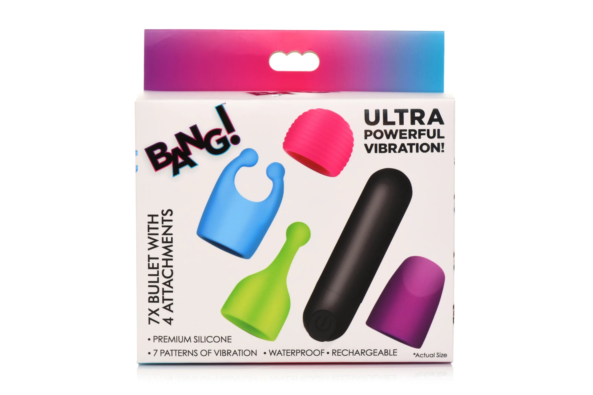 Rechargeable Bullet Vibrator with 4 Glow-in-the-Dark Attachments