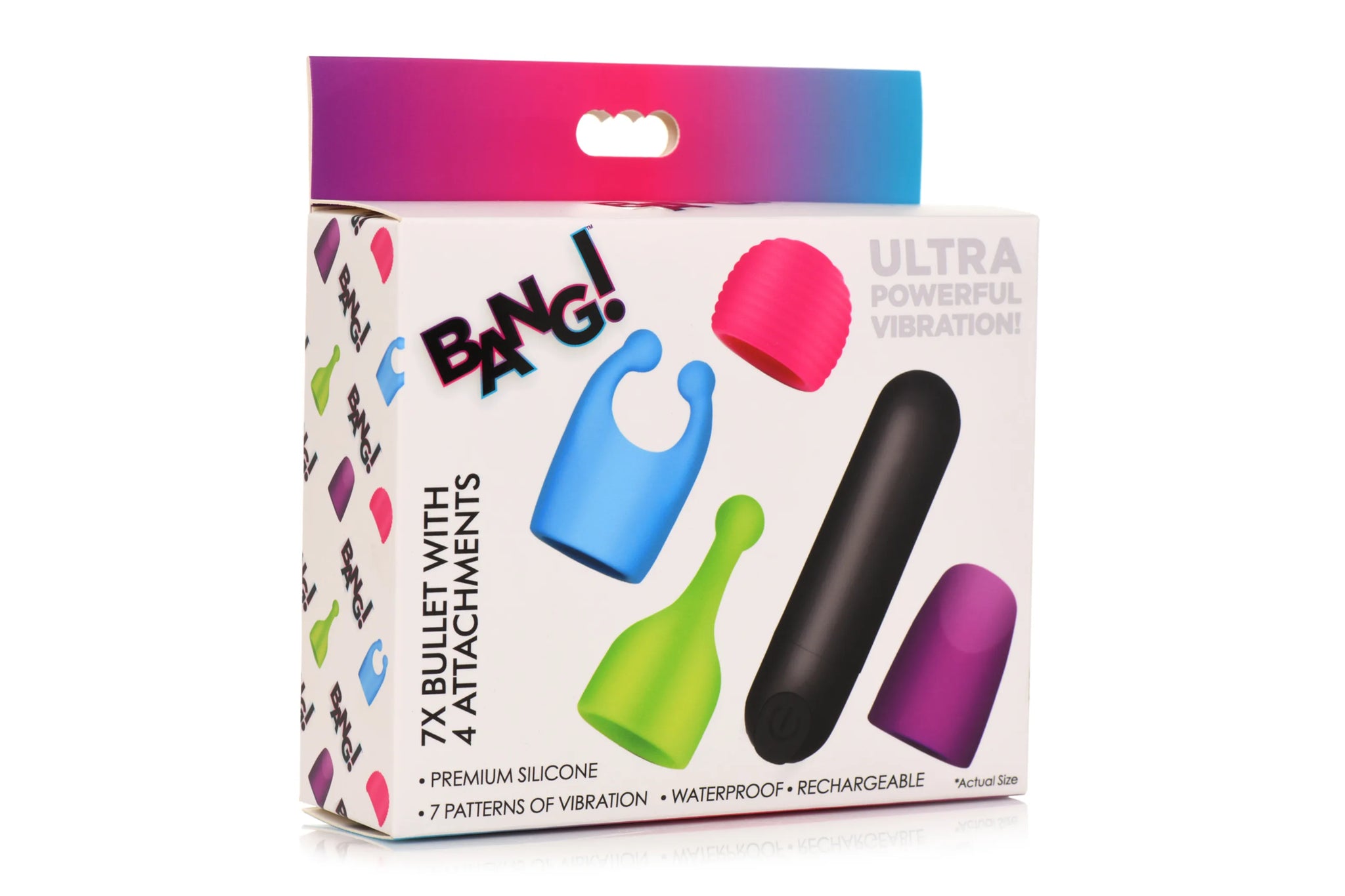 BANG! RECHARGEABLE BULLET W/ 4 ATTACHMENTS