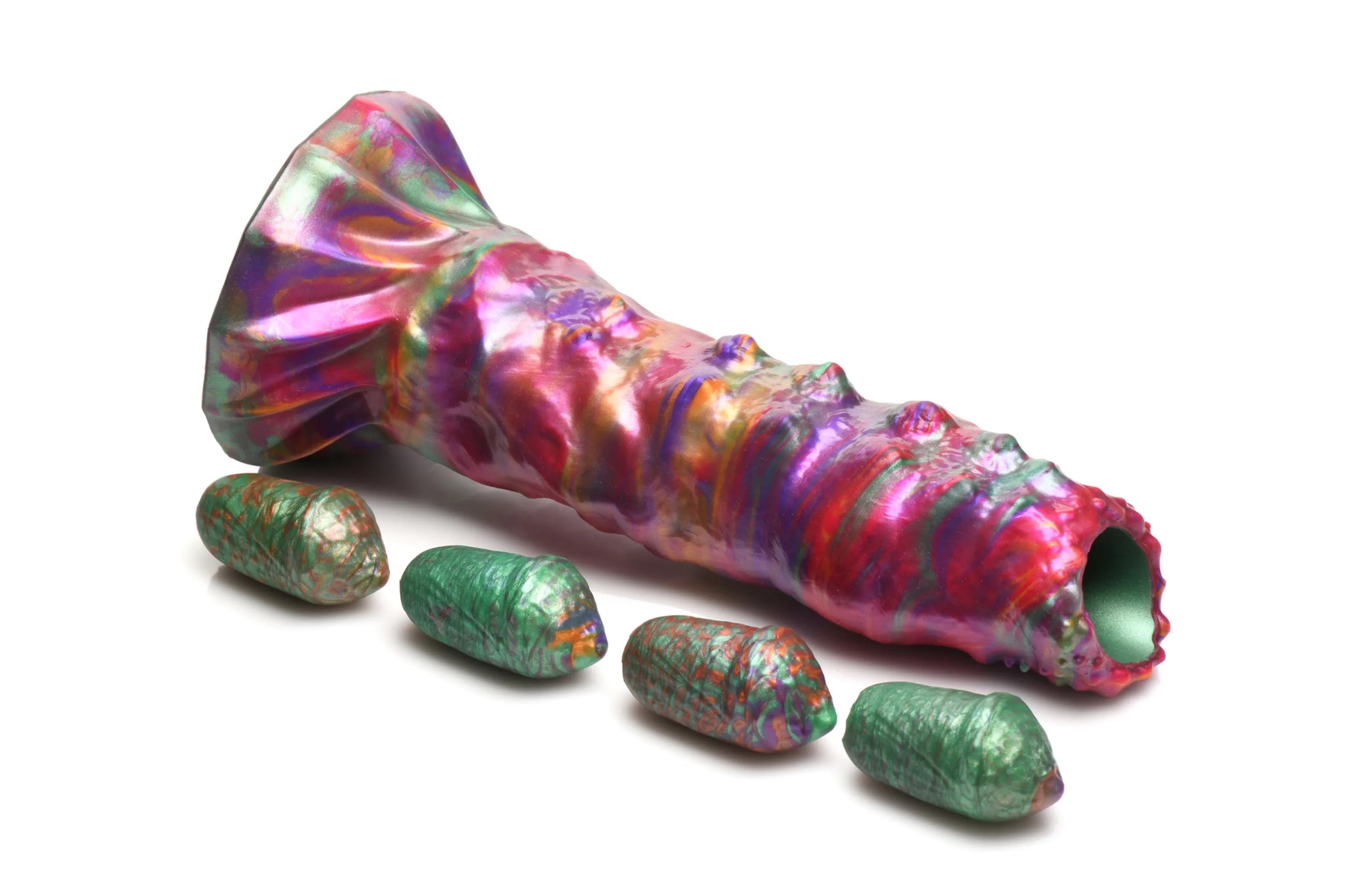 Larva Silicone Ovipositor Dildo with Eggs, 7.6" Insertable Length