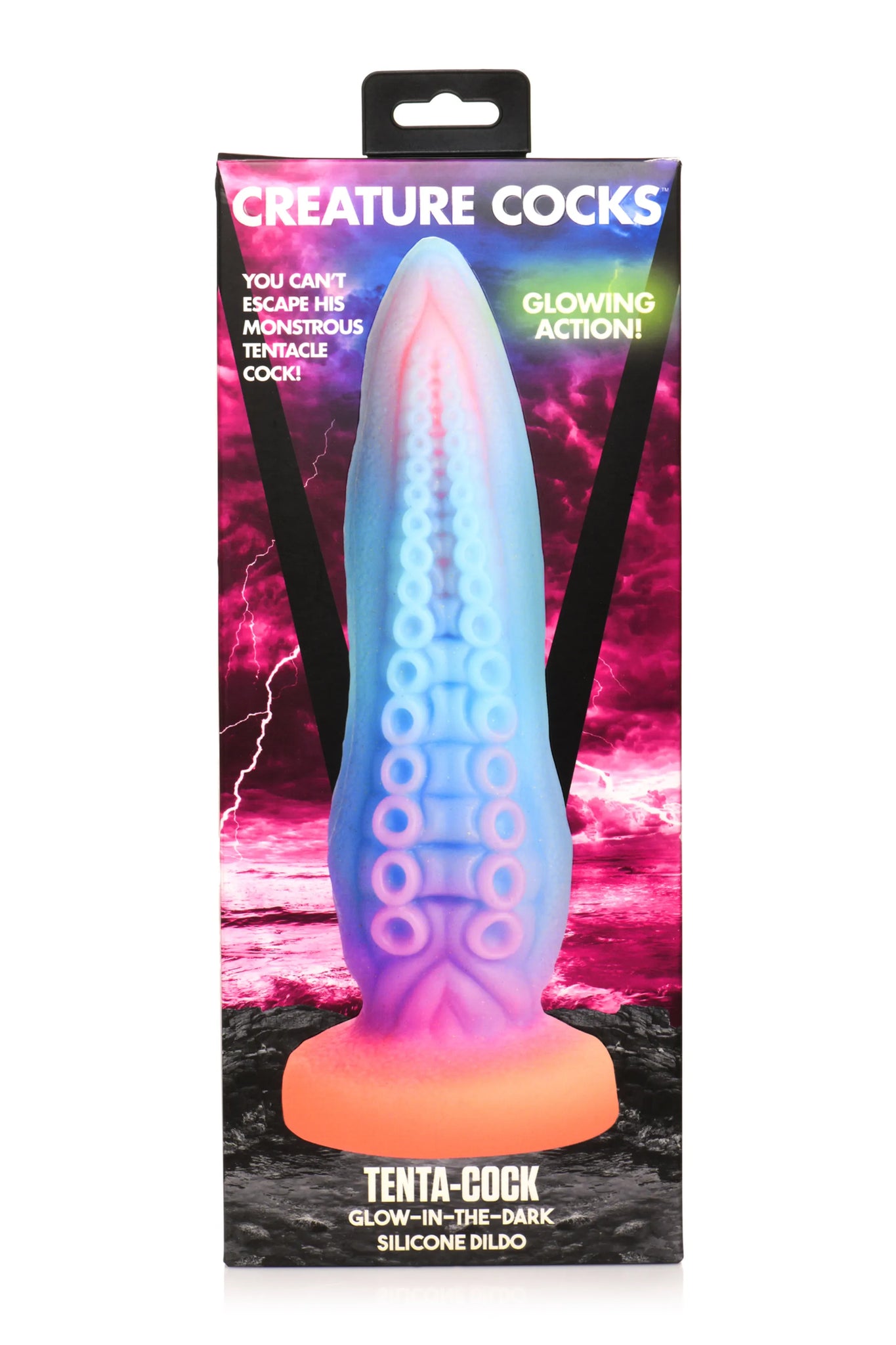 Tenta-Cock Glow In The Dark Silicone Dildo - 8.3" Insertable Length
