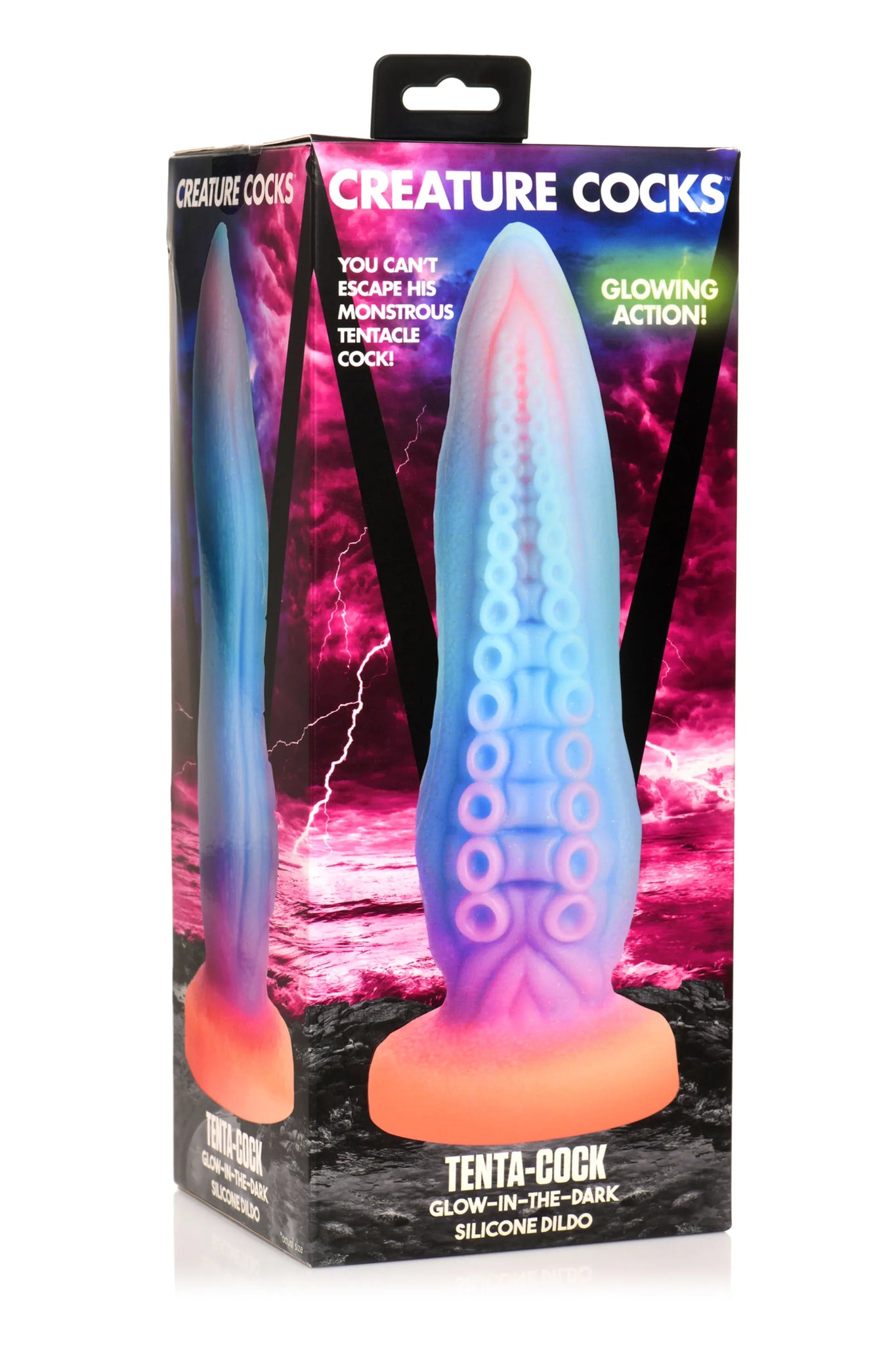 Tenta-Cock Glow In The Dark Silicone Dildo - 8.3" Insertable Length