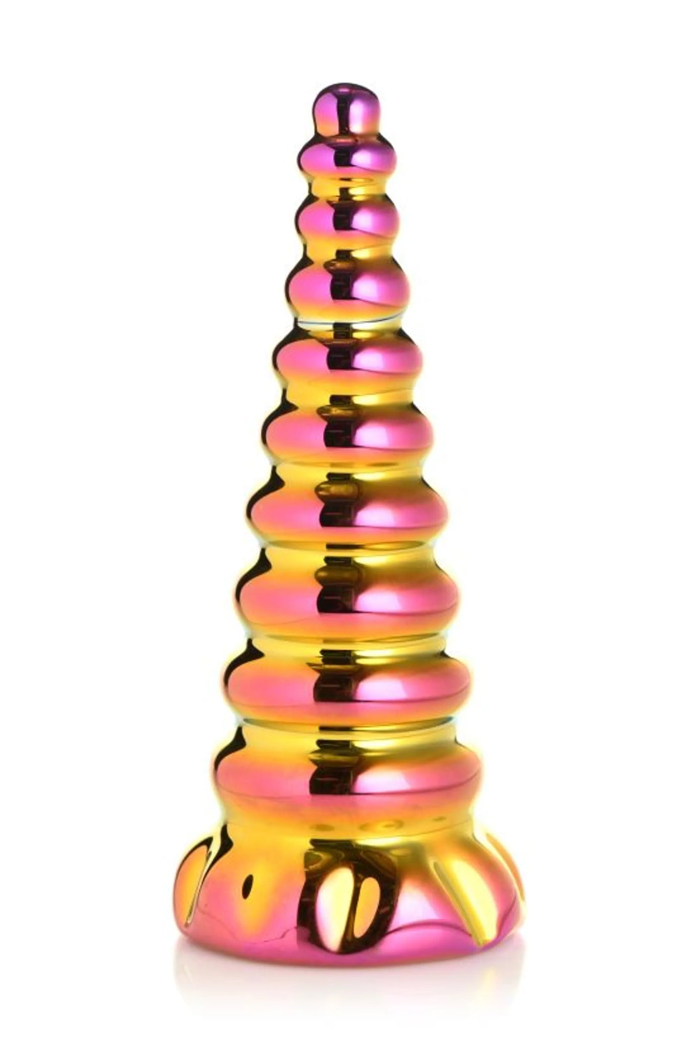 Twilight Rainbow Glass Unicorn Horn Dildo, 5.5" Insertable