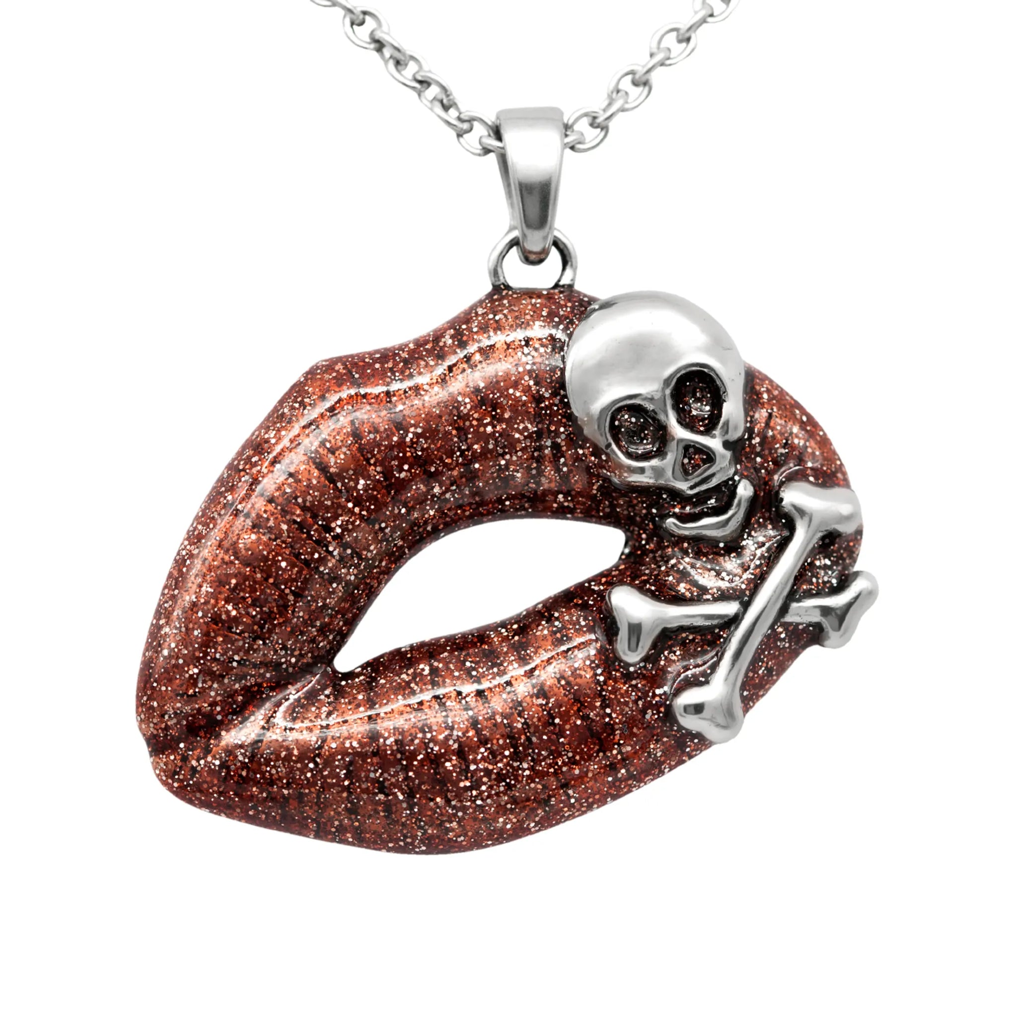 Red Lips Skull Necklace - Spark Your Bold Style