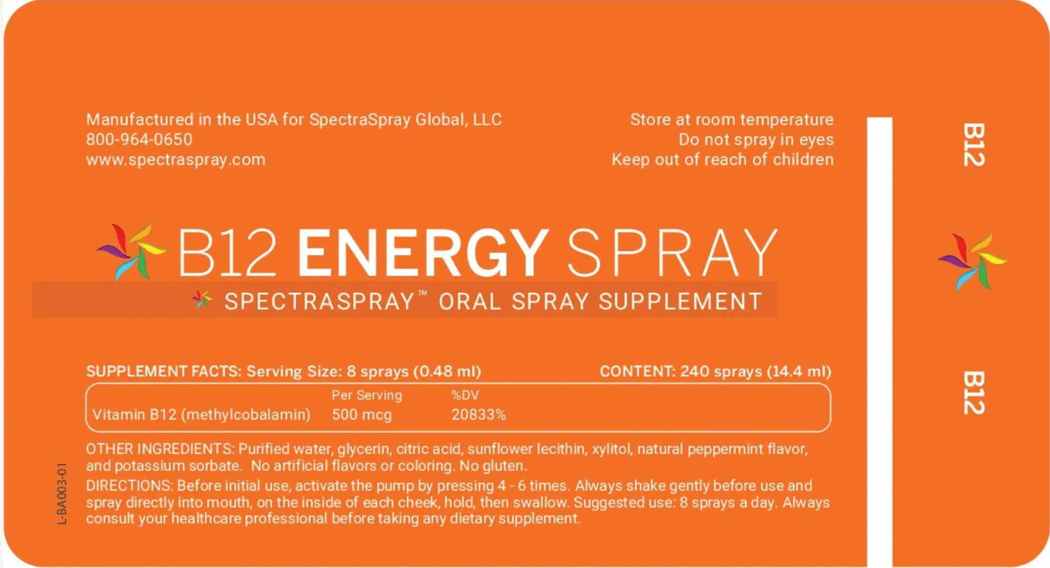 B12 Energy Oral Spray Vitamin by SpectraSpray SpectraSpray Global