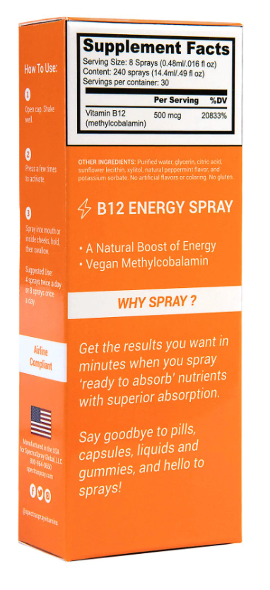 B12 Energy Oral Spray Vitamin by SpectraSpray SpectraSpray Global