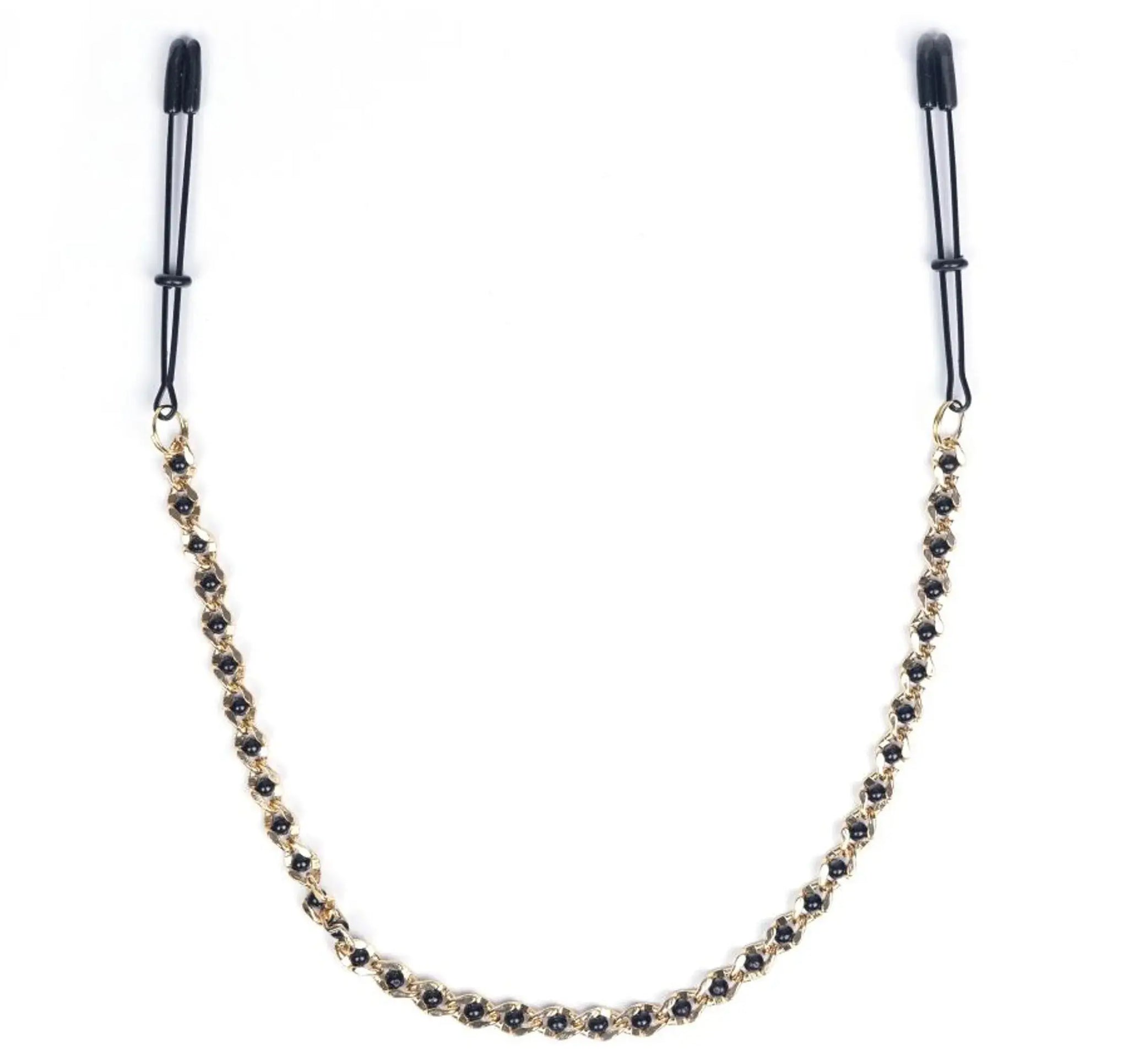 BLACK TWEEZER NIPPLE CLAMPS W/ BEADED CHAIN Spartacus