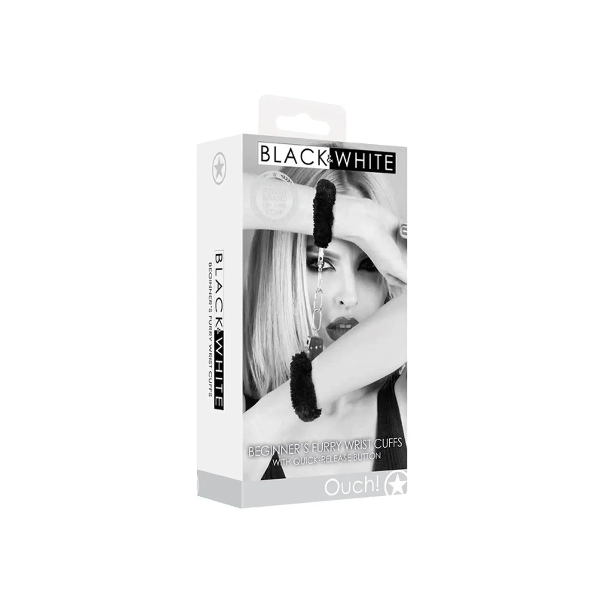 B&W PLEASURE FURRY HAND CUFFS W/ QUICK RELEASE BUTTON SHOTS AMERICA