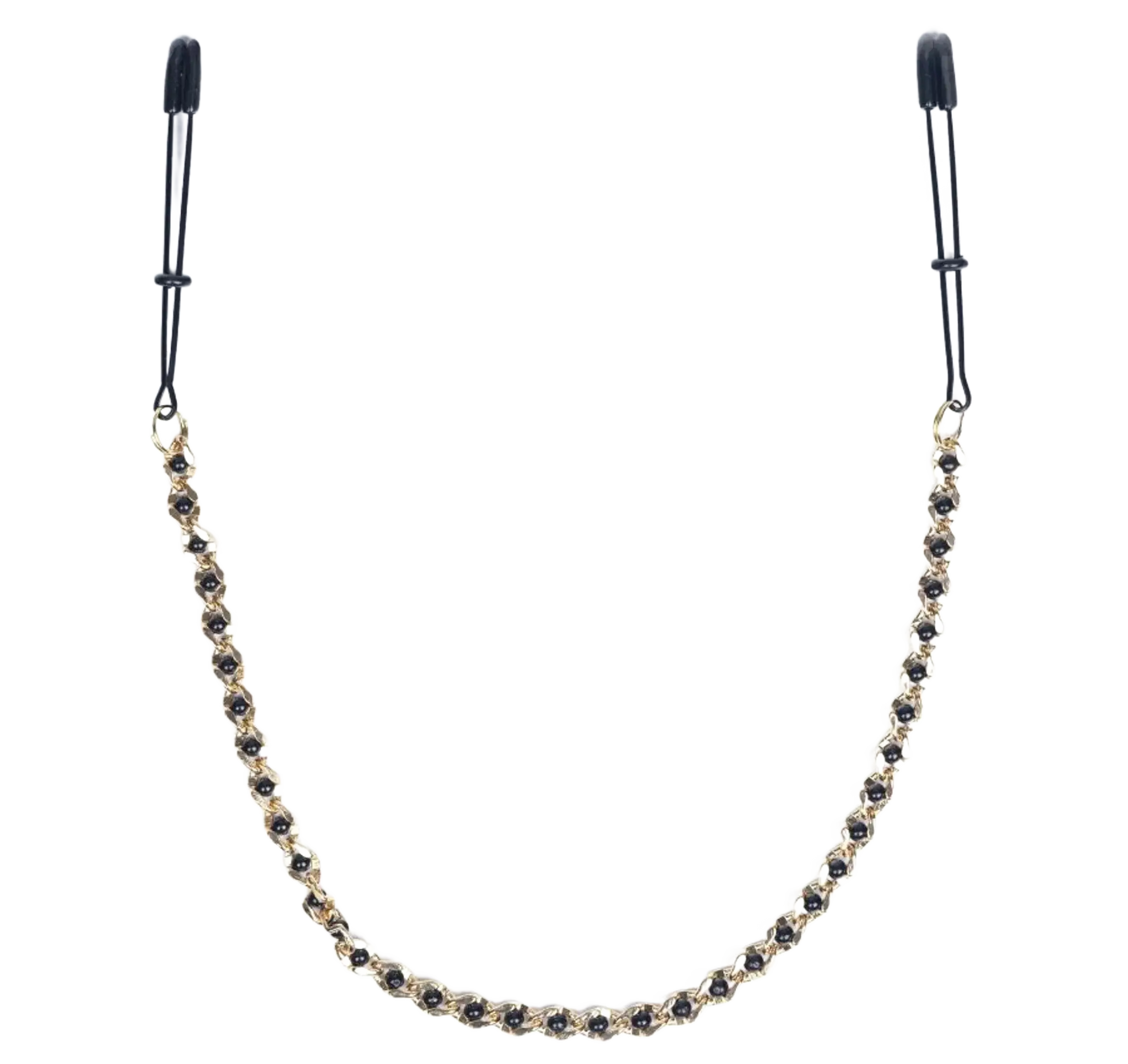 BLACK TWEEZER NIPPLE CLAMPS W/ BEADED CHAIN Spartacus