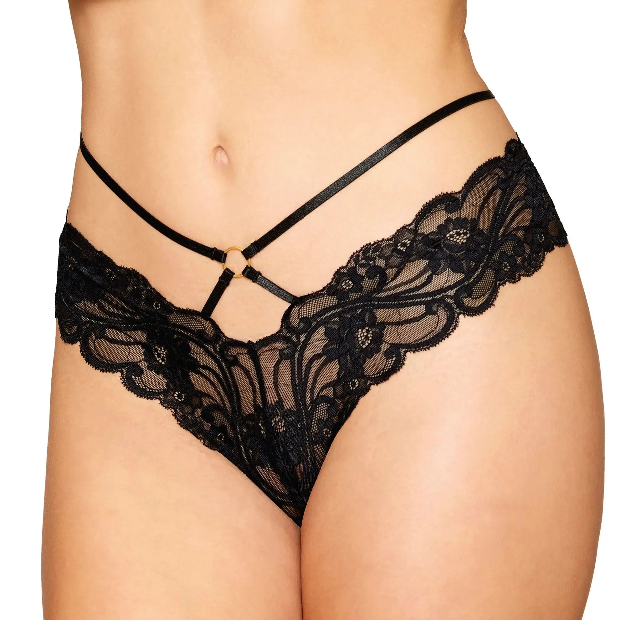 CHEEKY OPEN CROTCH THONG W/ CHAINS L/XL Dream Girl Lingerie
