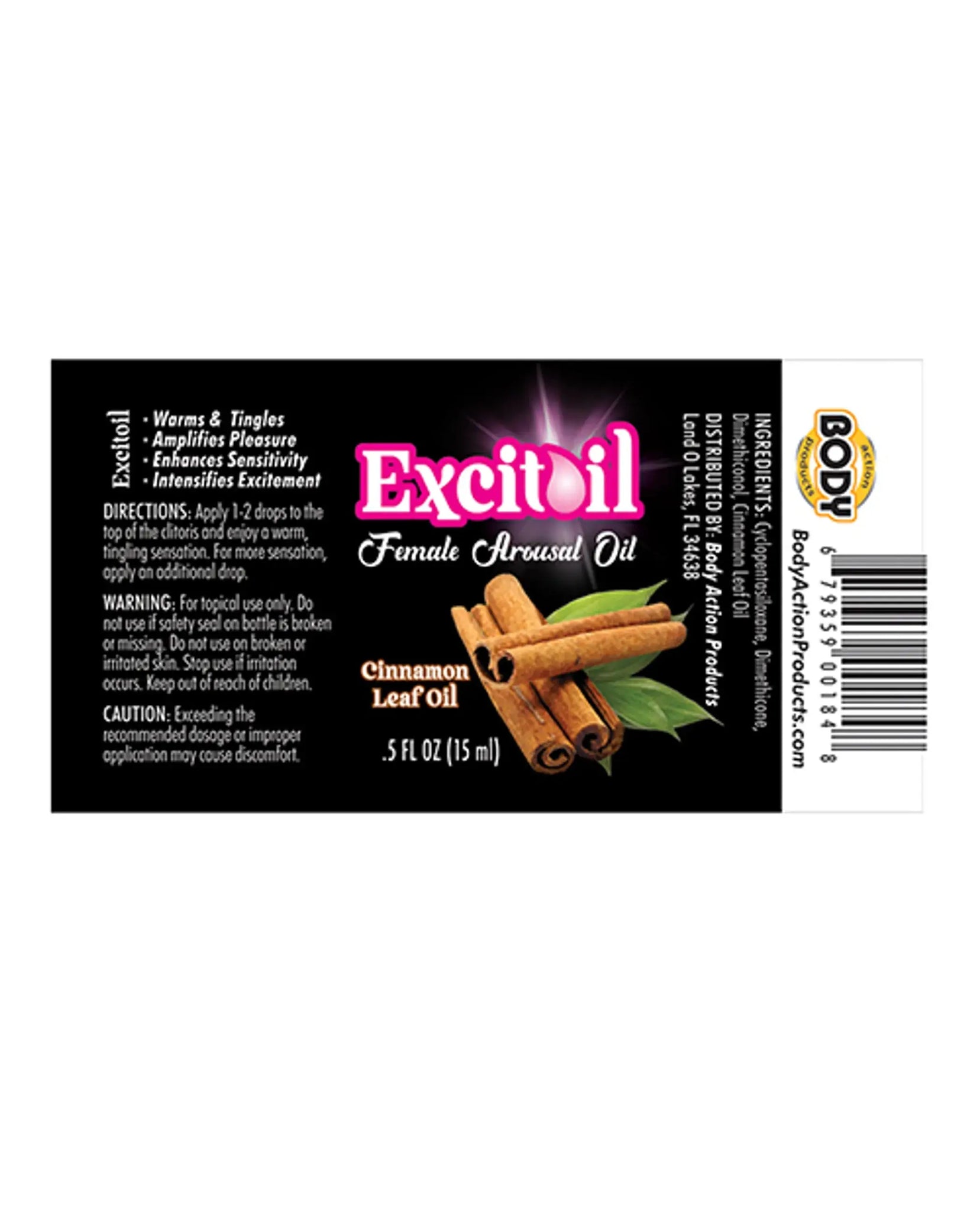 CINNAMON AROUSAL OIL 0.5 OZ Body Action Products