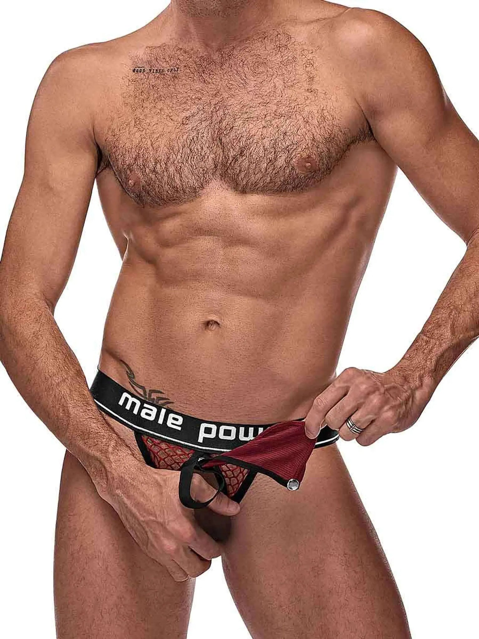 COCK PIT COCK RING JOCK BURGUNDY Male Power Lingerie