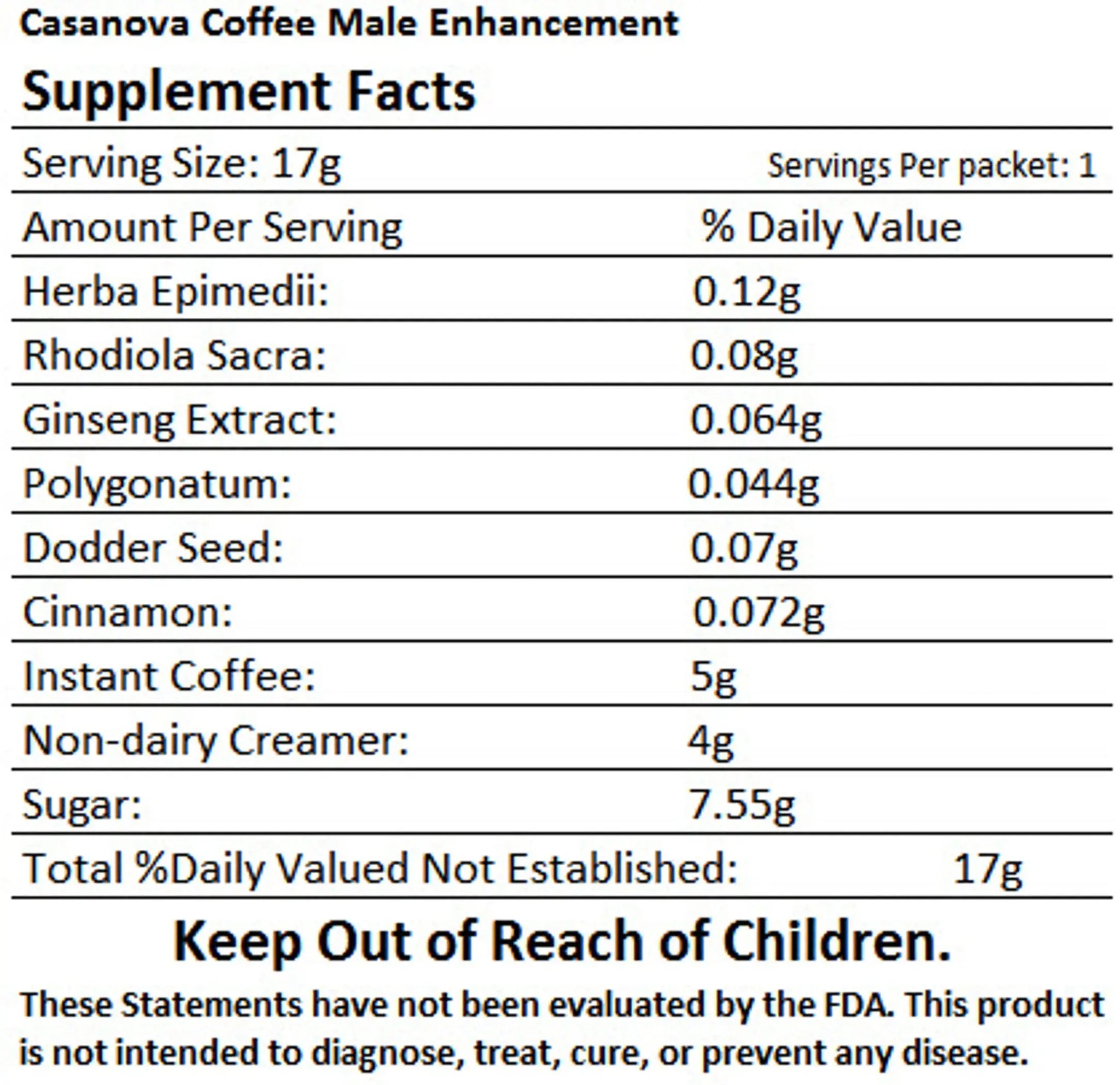 Casanova Coffee Male Sexual Stimulant Supercore Products Group