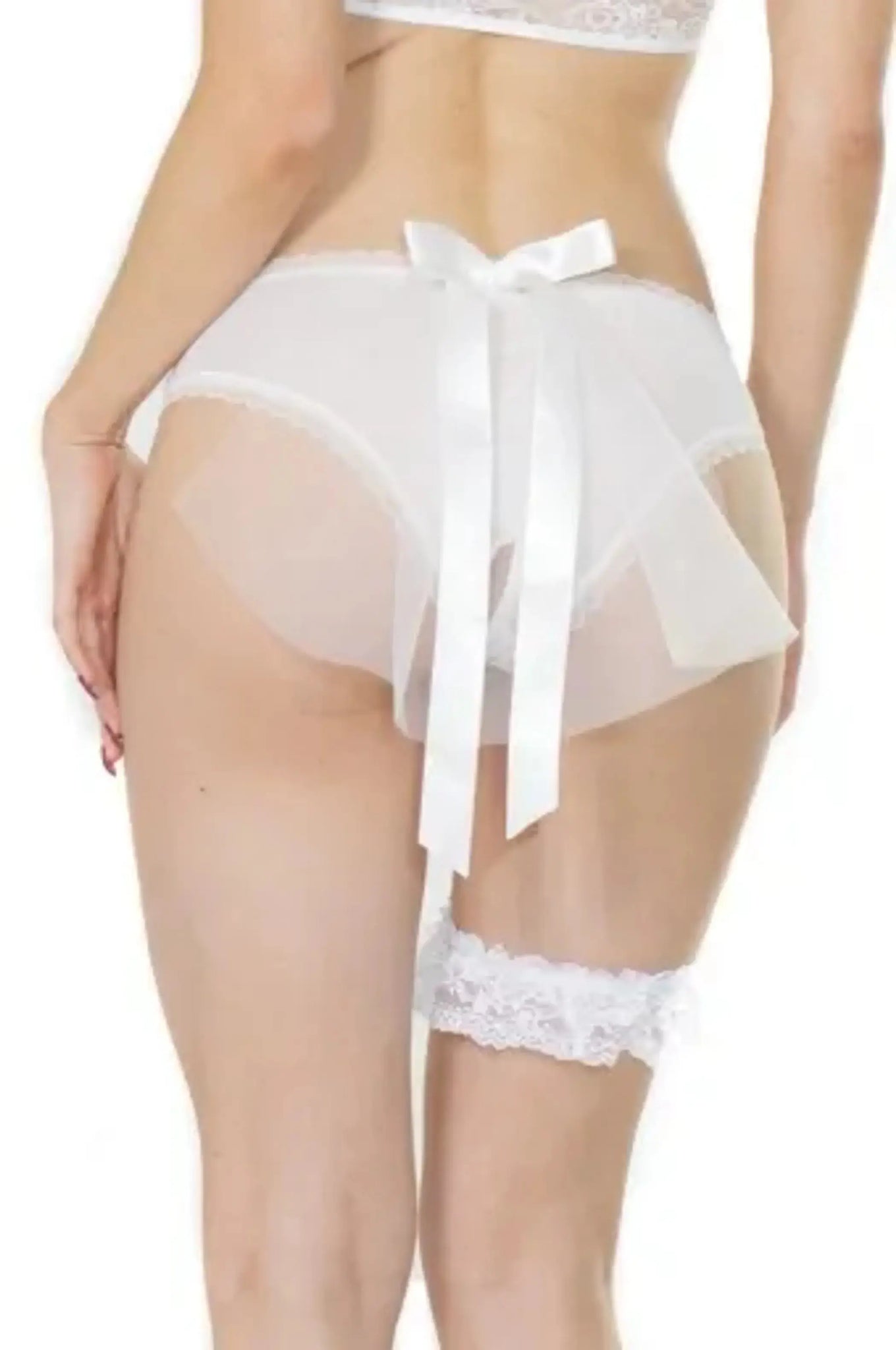 Coquette Bridal Mesh Crotchless Panty With Tulle Veil Coquette