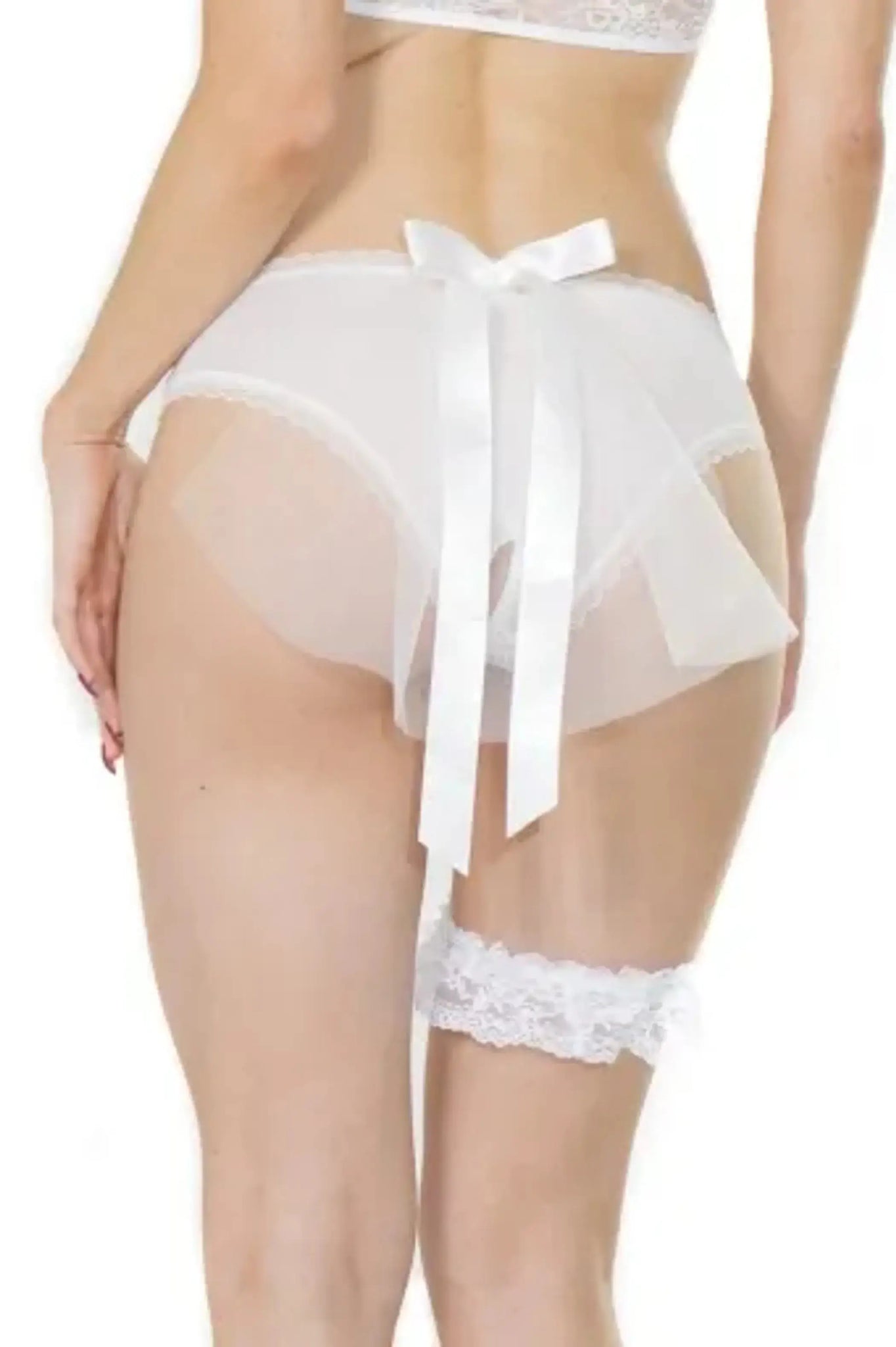Coquette Bridal Mesh Crotchless Panty With Tulle Veil Coquette