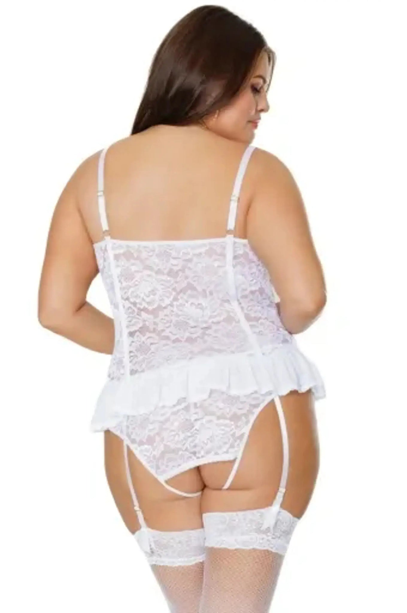 Coquette Crotchless Open Cup Teddy - Color: White | Pack Of: 1 | Style: Clothing Coquette
